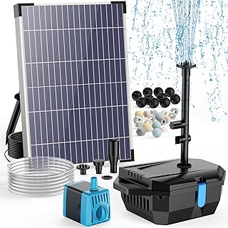 Antfraer Solar Pond Filter with Pond Pump, 10W Solar Pond Pump with Water Shortage Protection & 6.6FT PVC Tubing/16.5FT Cord, Pond Filter for Outdoor Small Pond Waterfall Garden DIY