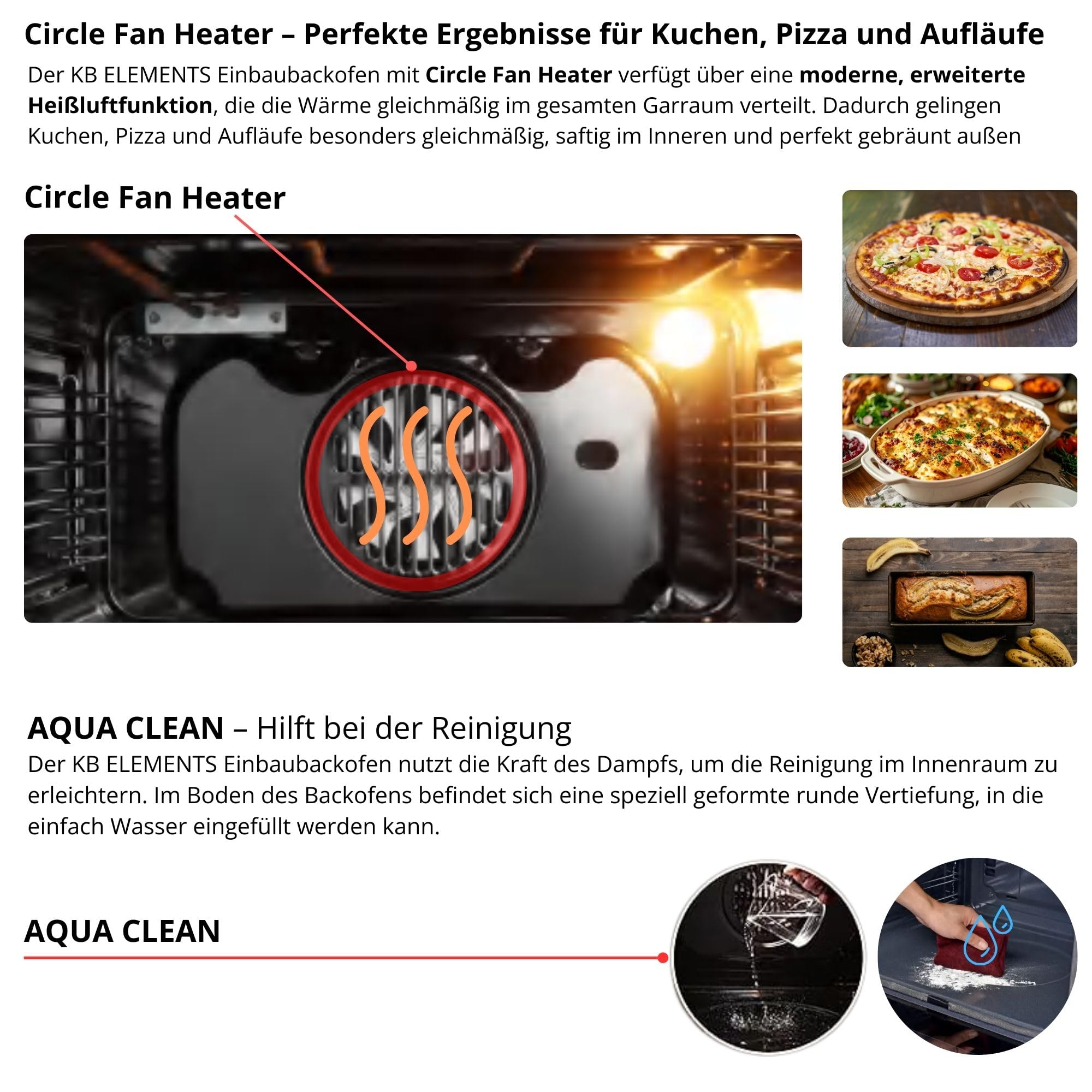 Herdset 60cm Einbaubackofen Air Fry AQUA CLEAN 59cm Autarkes Induktionskochfeld kratzfest 2 Flexzonen Schwarz EEK A+