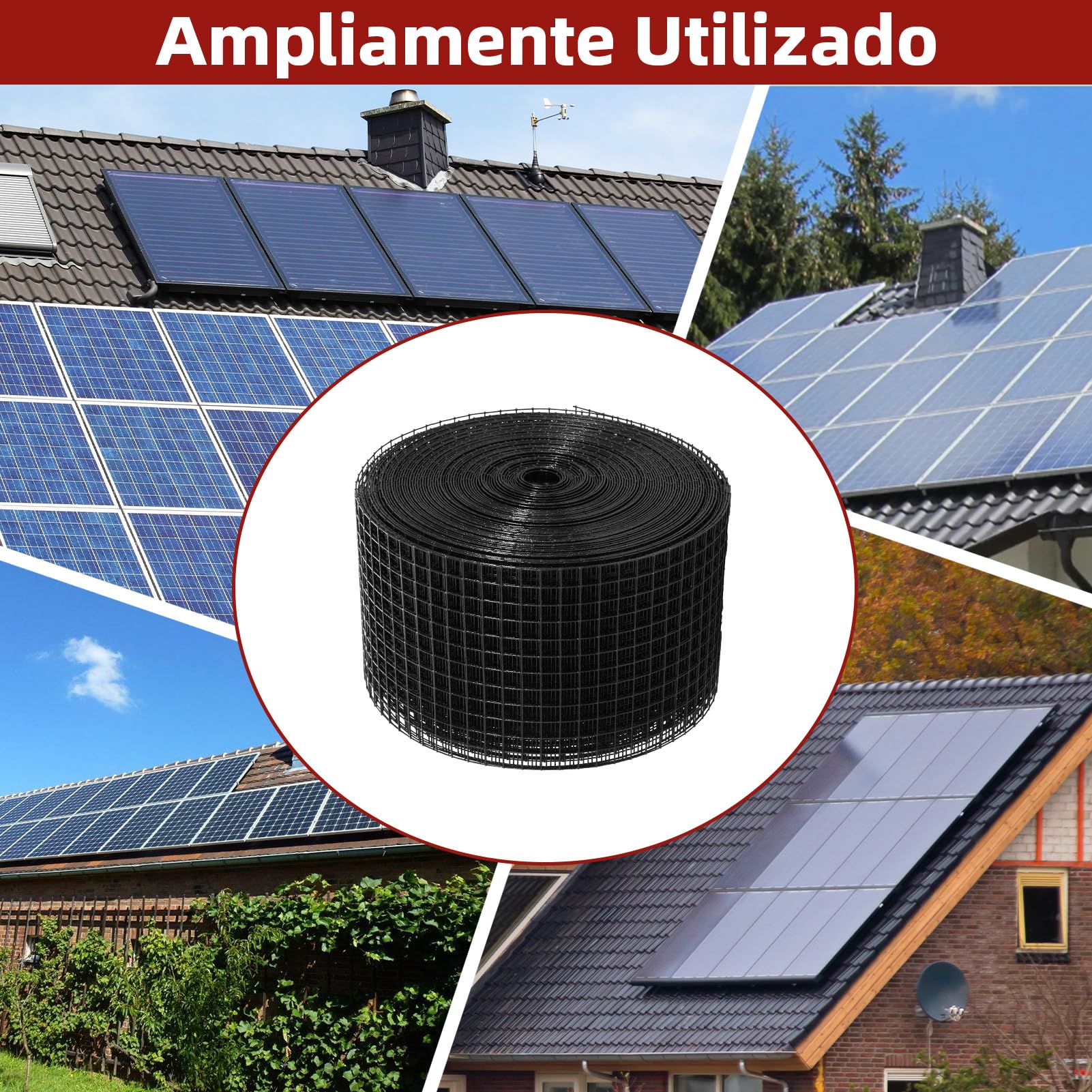 Rejilla de Protección para Paneles Solares Rollo 15cm x 30m, Kit Antipájaros 70 Bridas de Acero Inoxidable Revestimiento de PVC Antioxidante Malla Alambre de 12,7 mm