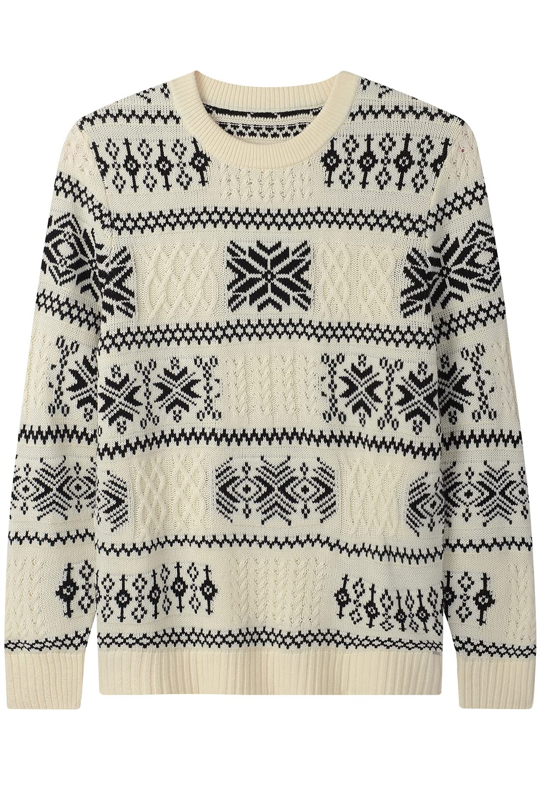 ZHILI Ugly Christmas Sweater Winter Argyle Loose Crew Neck Pullover