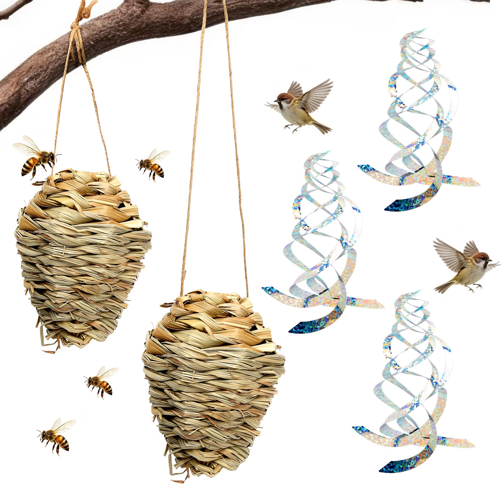 MAIXINNEW 2 Pcs Wasp Nest Decoy Outdoor Waterproof Handmade