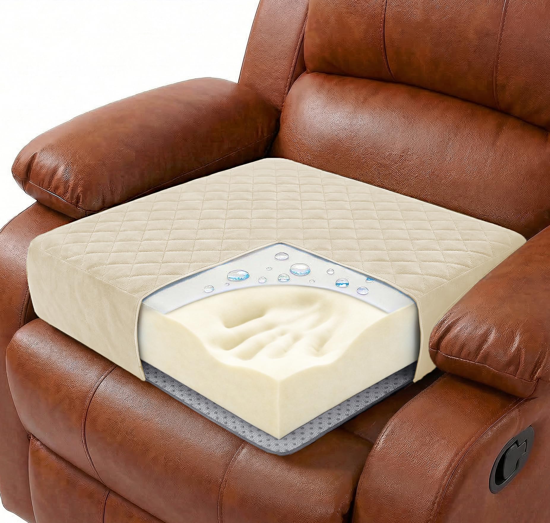 Cojín grande de espuma viscoelástica de 20 x 20 x 5 pulgadas, cuadrado, grueso, antideslizante, para sillones reclinables, sillones, sofás, cojín de suelo, ciática, alivio del dolor de