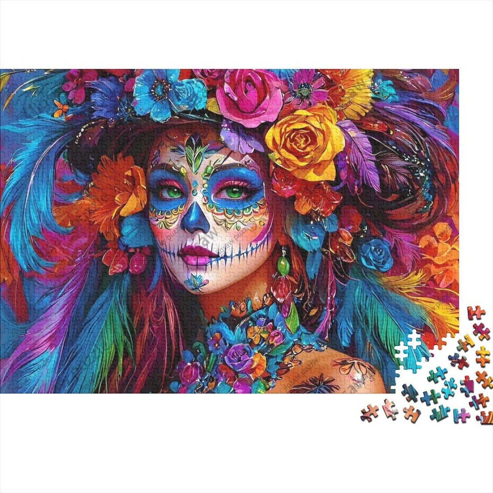 Colorful Flowers 1000 Piece Jigsaw Puzzle Paper for Adults Feather Decor Puzzle Game for Family Home Gift 70x50cm/1000pcs