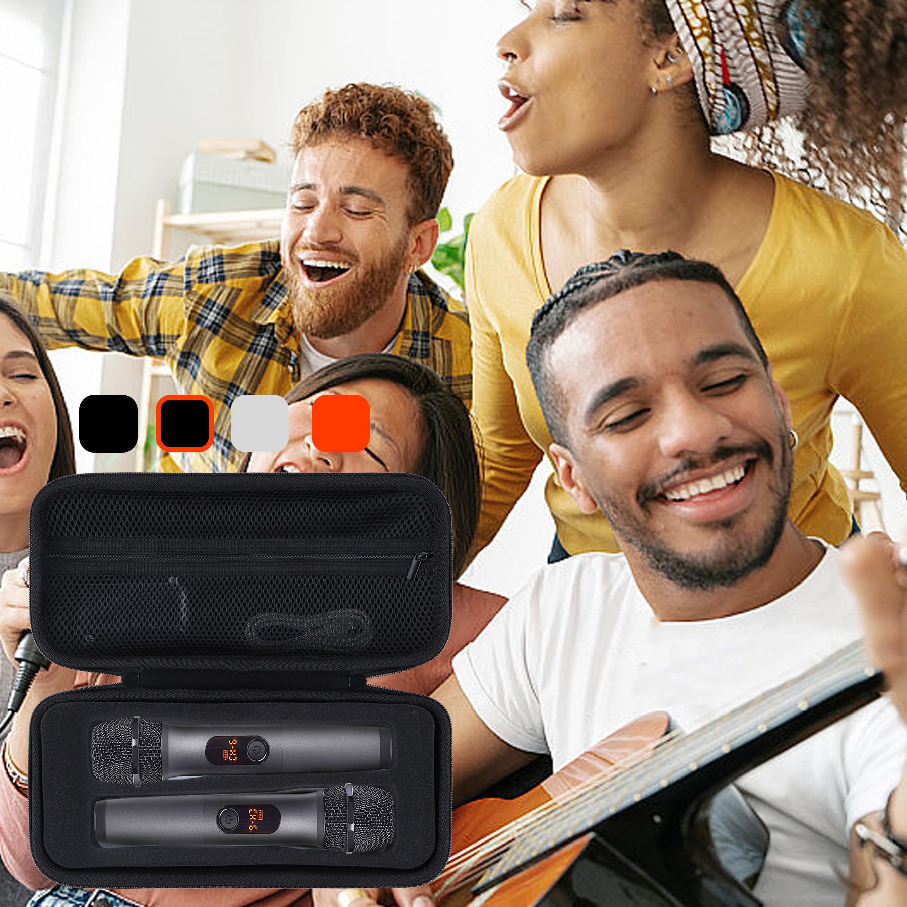 Hart Schutzhülle Kompatibel mit JBL PartyBox Wireless Mic Two Mikrofon System (Schwarz)