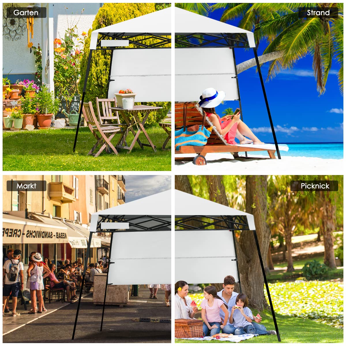 COSTWAY Pavillon 2x2m Pop-up - Wasserdichtes Gartenzelt Mit UV-Schutz 50+ Inkl. Zubehör