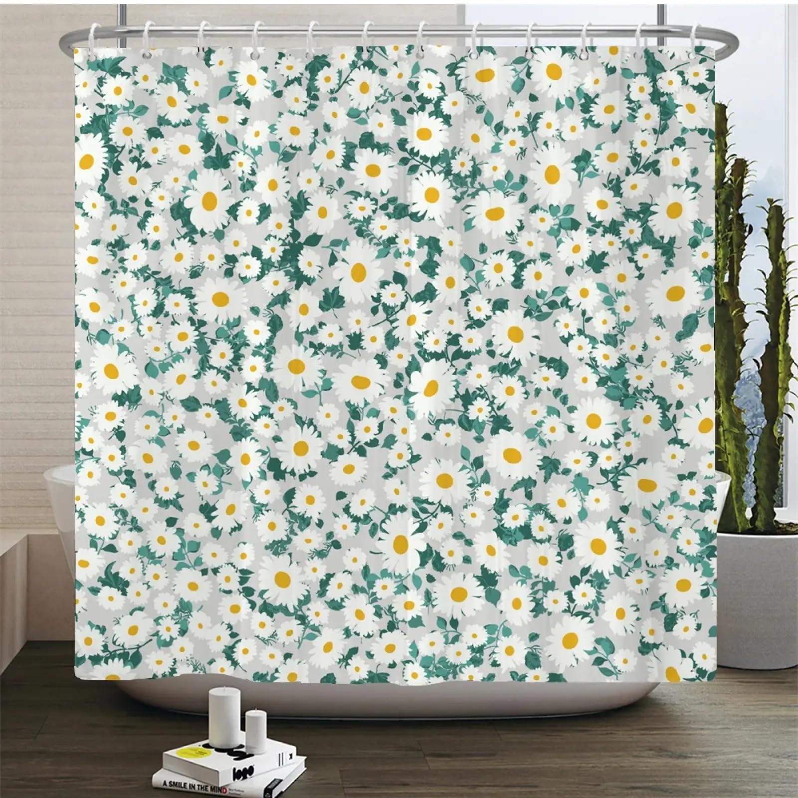 Rideau de bain floral scandinave pour une douche lumineuse