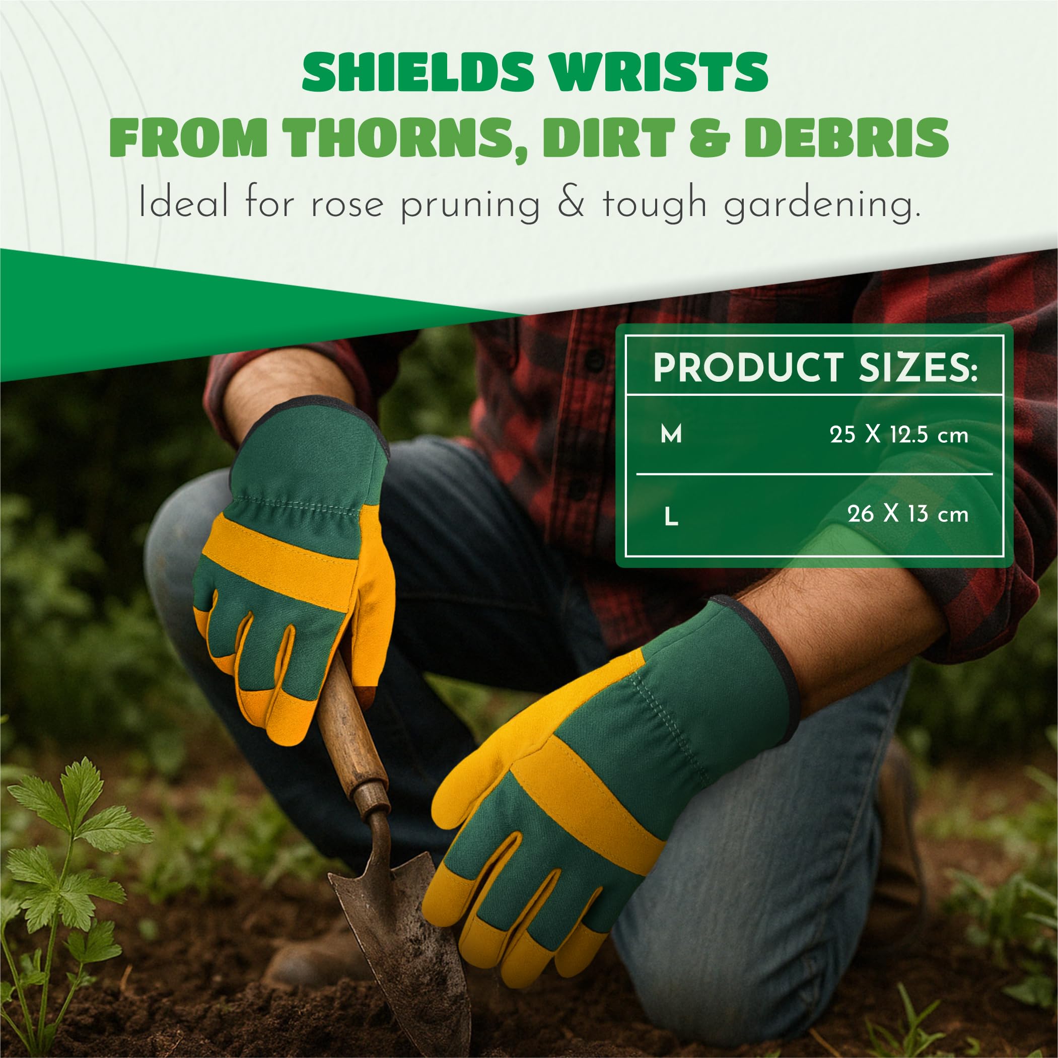 KEPLIN Gardening Gloves Pair for Men & Women, Premium Cowhide Leather and Fabric, Thorn & Puncture Resistant - Image 2