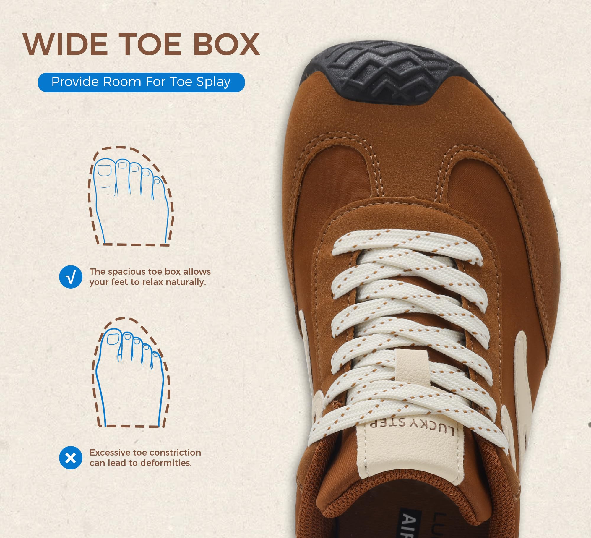 LUCKY STEP Damskie retro tenisówki modne trampki klasyczne na co dzień cienka podeszwa urocze wygodne buty z prawdziwej skóry lekkie modne buty do chodzenia