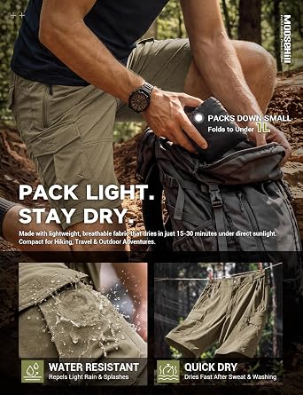 Moosehill Men's Hiking Cargo Shorts: Quick Dry Lightweight
