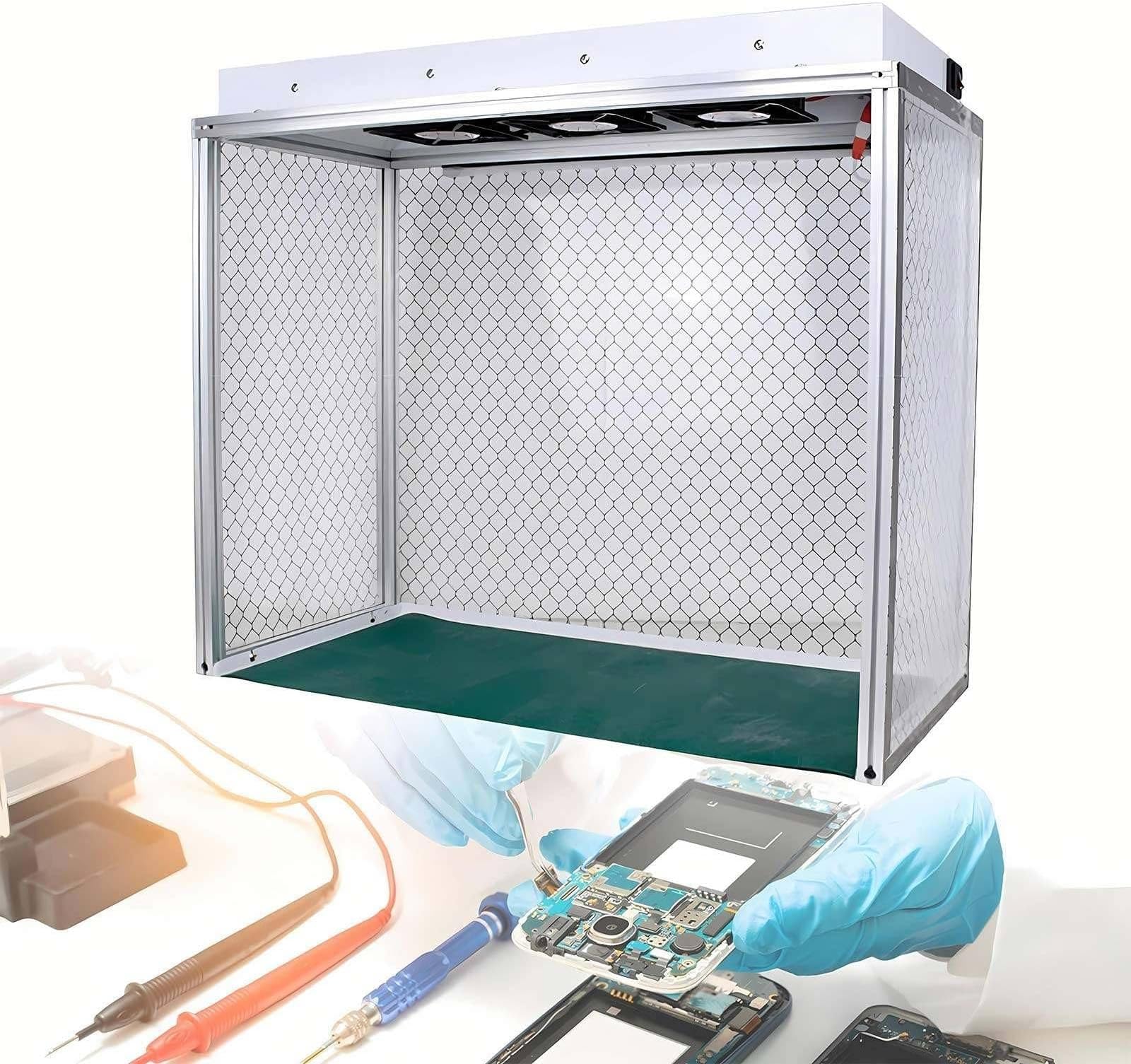 Vertical Laminar Flow Hood Air Flow Clean Bench with Three Fans, Air Flow Clean Bench Dust Room Workshop,for Cell Phone Lcd Screen Repair/Workshop/Lab/FacilityFan