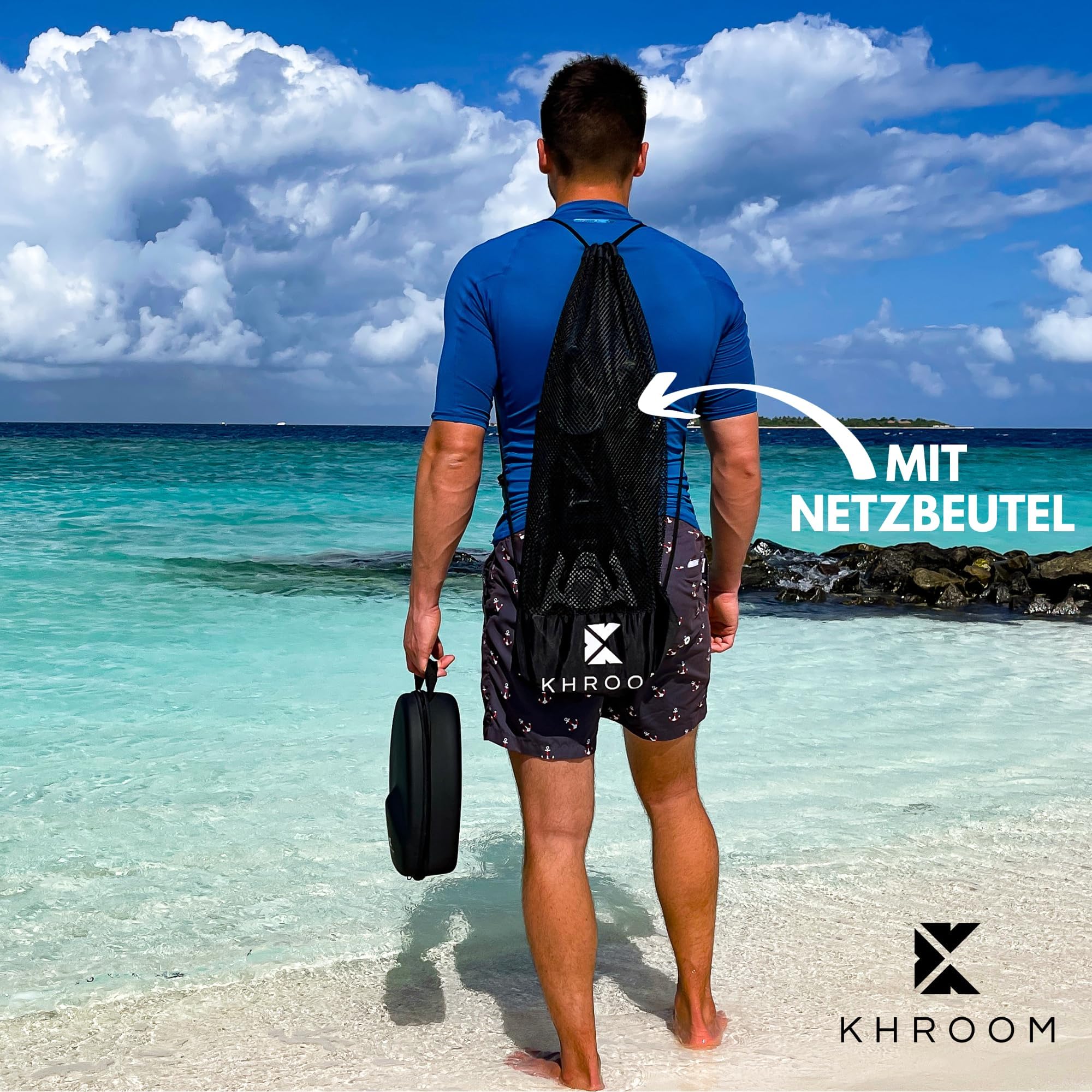 Khroom Flossen Erwachsene Gr. 36-47 - Hochwertig, Made in Italy, Schwimmflossen zum Schnorcheln & Tauchen, Unisex verstellbare Schnorchelflossen / Taucherflossen Damen & Herren