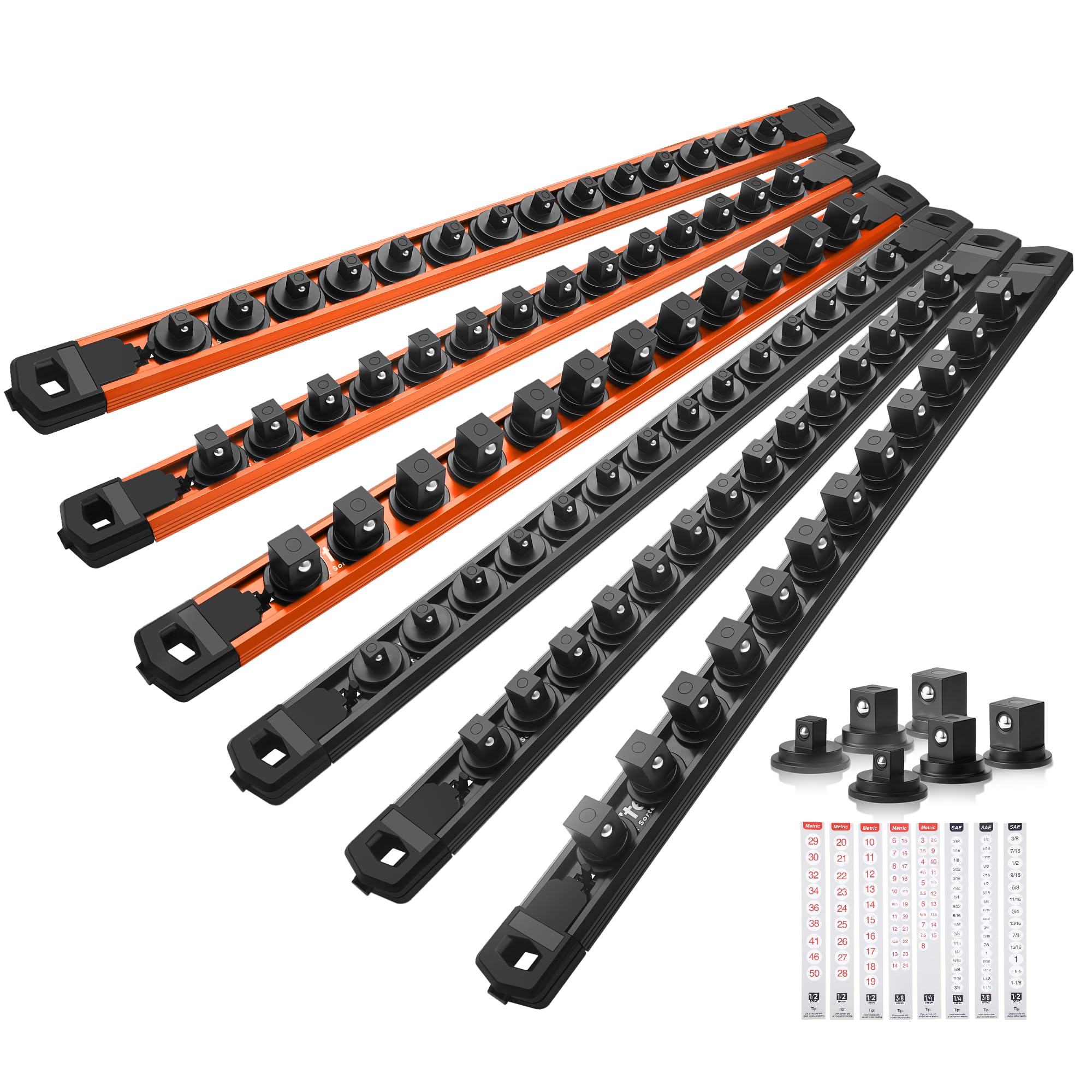Reniteco Magnetic Socket Organizer Set, 6-Piece 1/4” 3/8” 1/2” Socket Rails