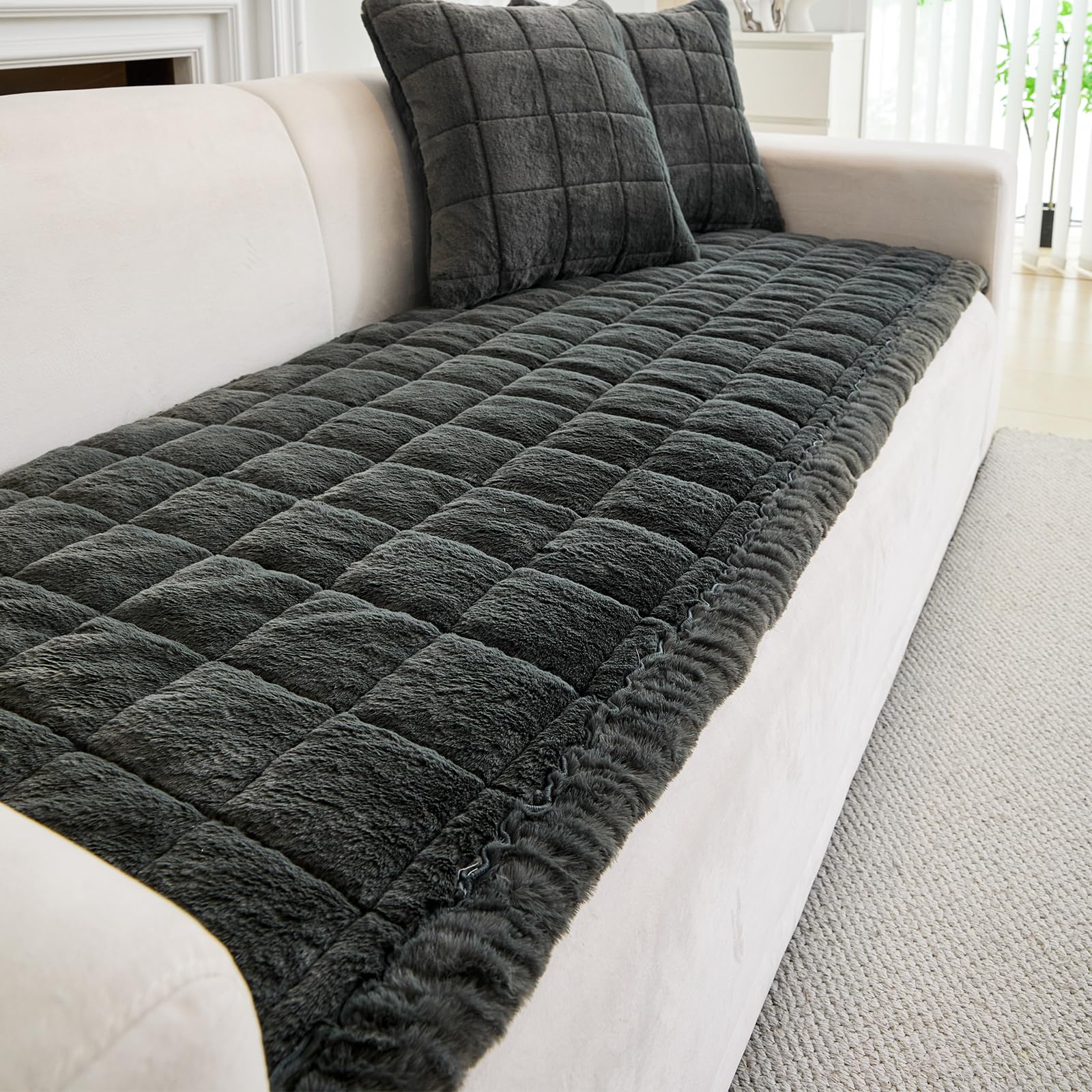 GKXLH New Thick Non-slip Sofa Cover 2 3 4 Seater (Dark Grey, 90x160cm/1 PC)