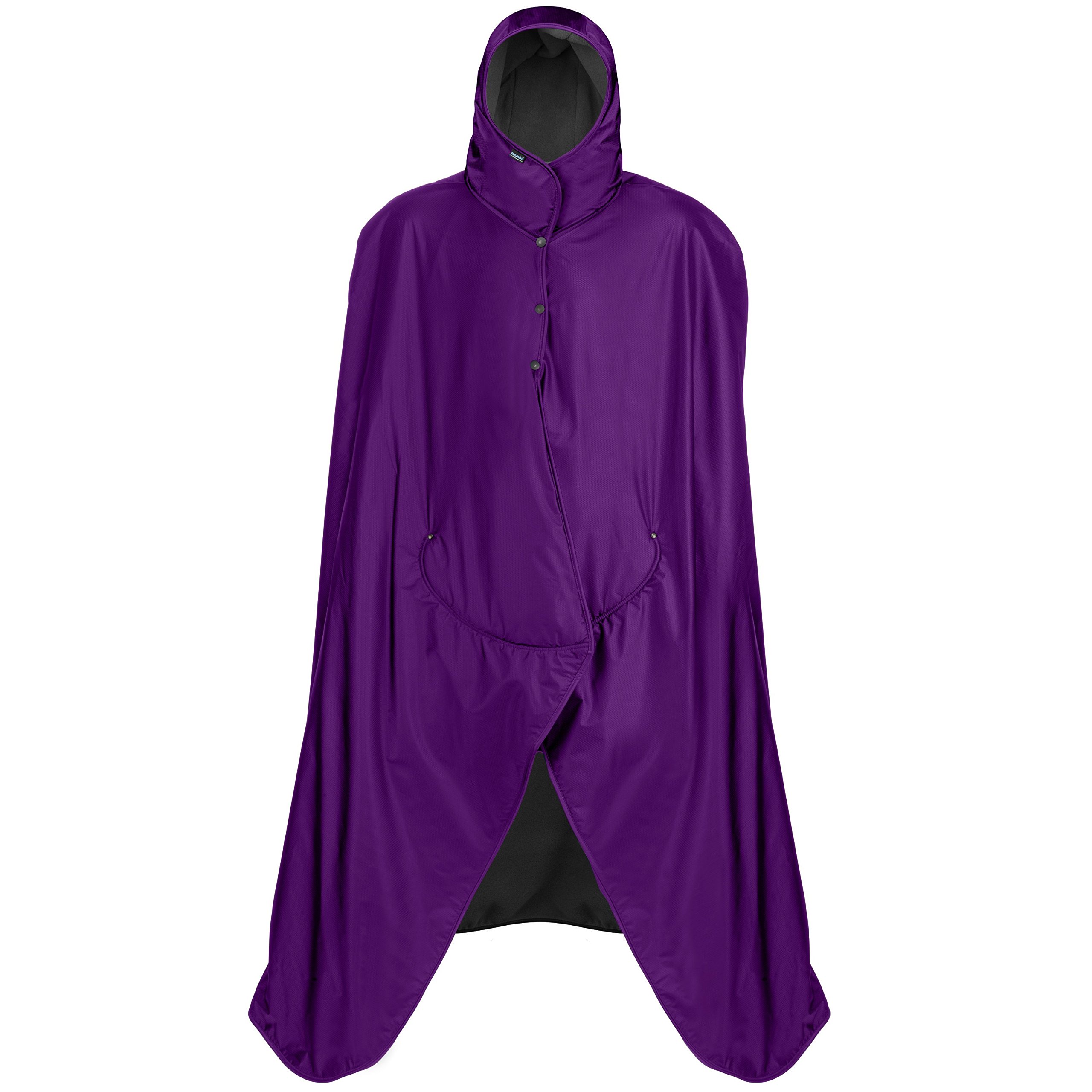 Mambe Extreme Weather 100% Waterproof/Windproof Hooded Blanket with Premium Stuff Sack (Size: Large, Purple-Black) Made in The USA