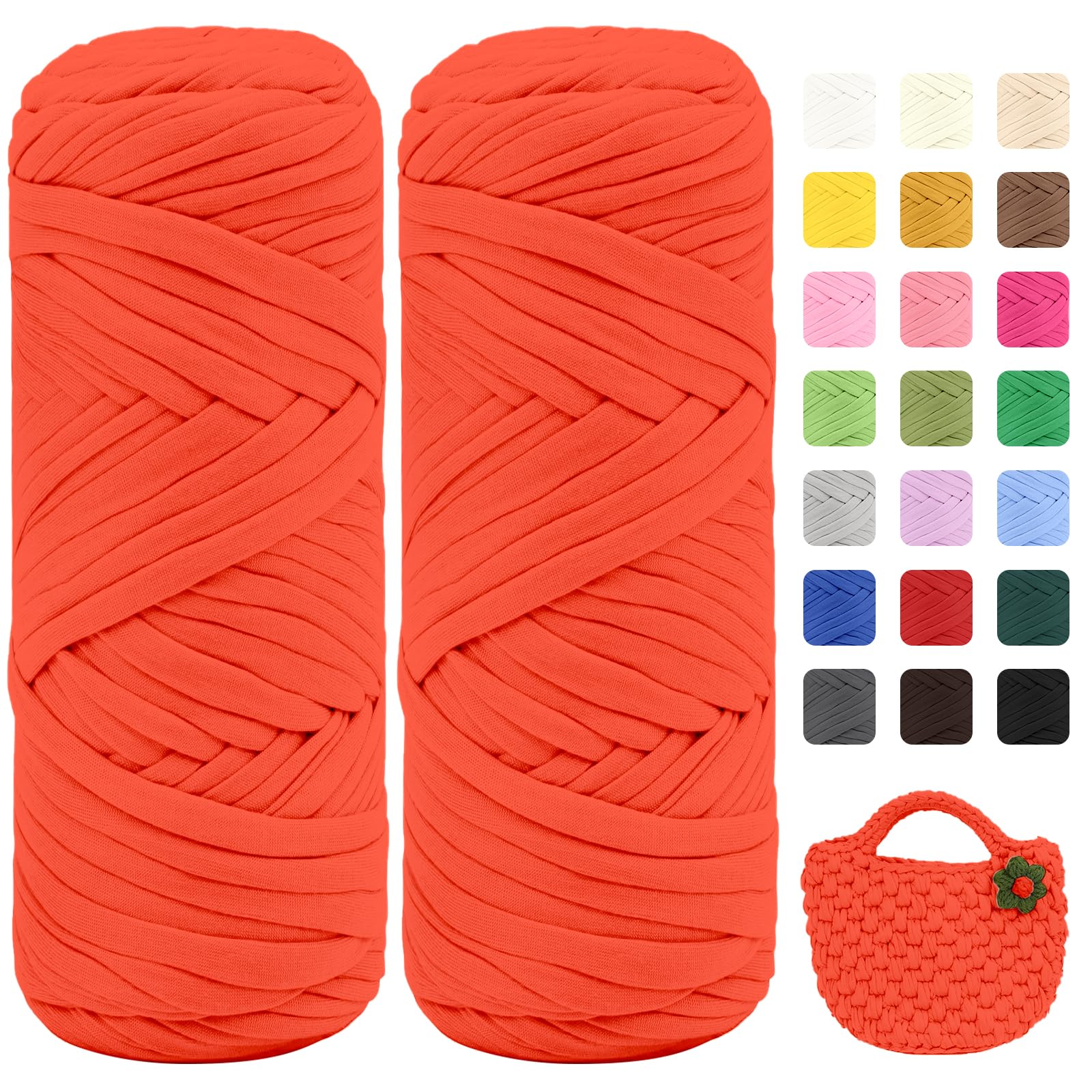 Maxee 400g T-Shirt Garn – 2 er Pack (je 200g/75m), Weiches Beilaufgarn zum Häkeln & Stricken – Farbintensiv & pflegeleicht, Ideal für Häkeltaschen/Körbe/Teppiche DIY Projekte, Handarbeiten und Deko