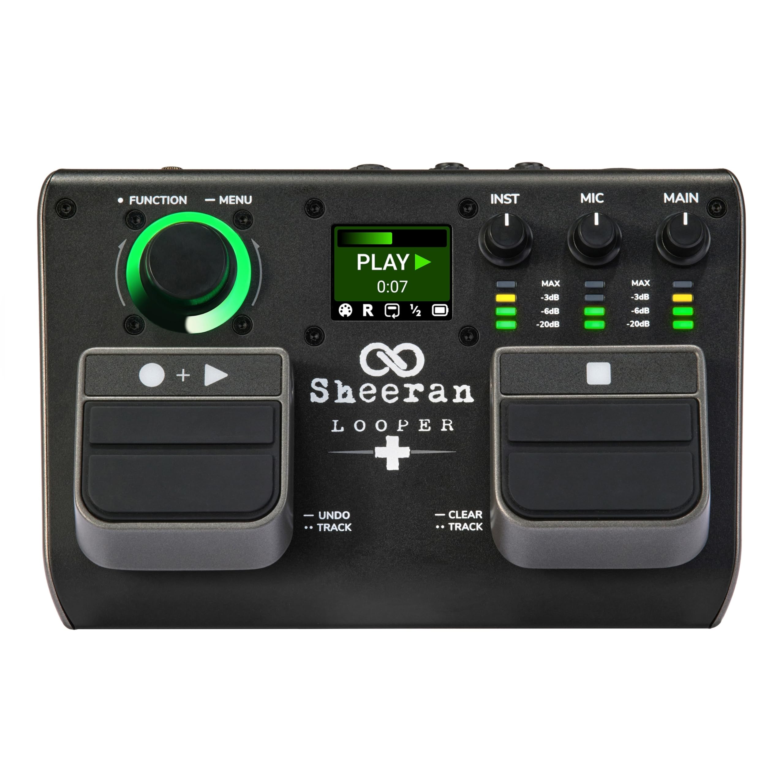 SHEERAN LOOPER + Dual Track Pedal für Gitarre, Bass, Keyboard, Vocals und Mehr, mit 128 Loops Speicher, 4 Looping Modi, LED-Display und Audiointerface