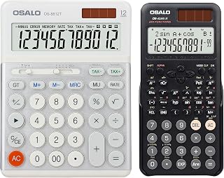 OSALO Scientific Calculator 240 Function 2 Line Desktop Calculators VAT Tax Function Large Display Big Buttons 12 Digit Solar and Battery