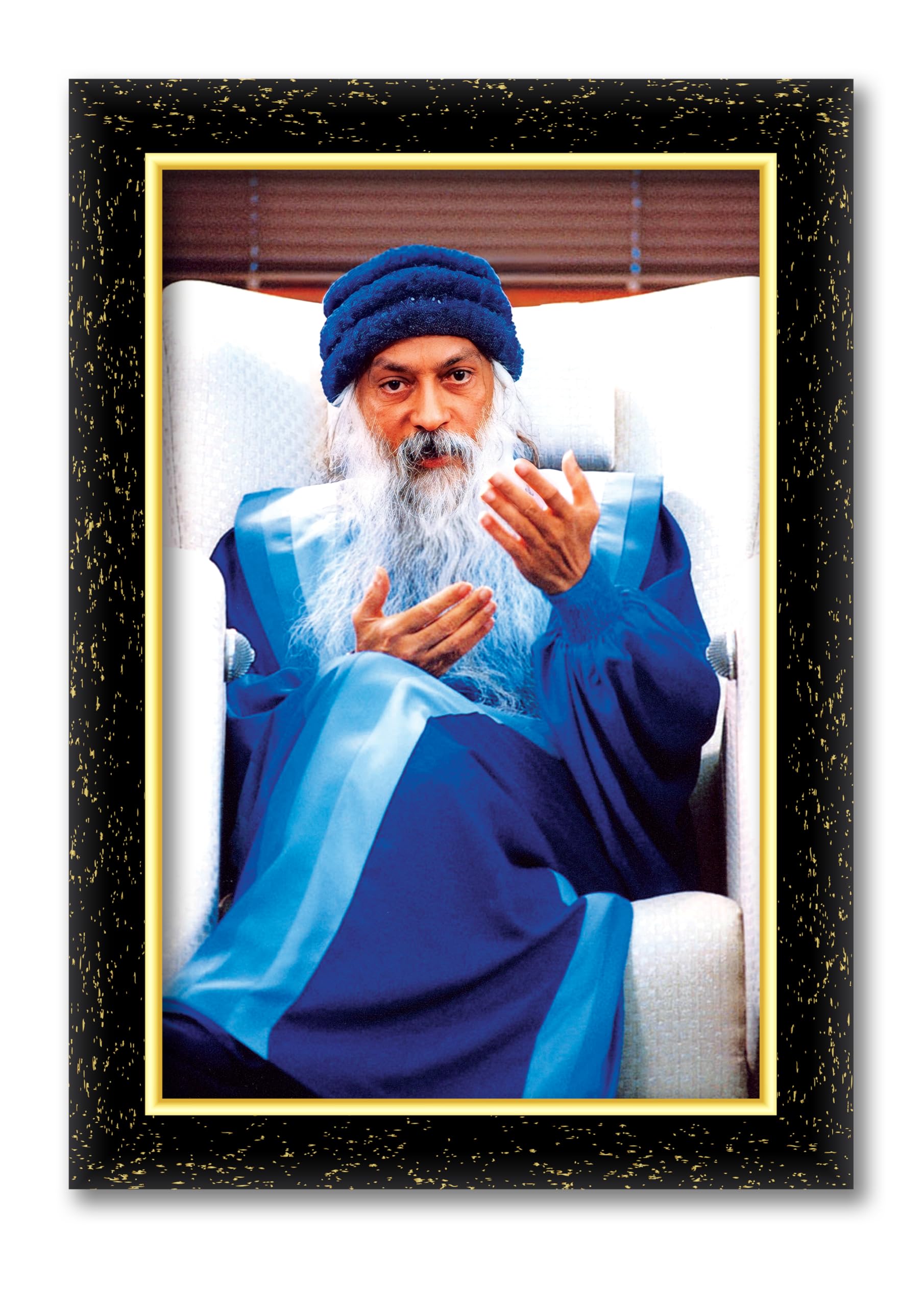 ARAAKA RAJNEESH, CHANDRA MOHAN JAIN; ACHARYA RAJNEESH, BHAGWAN SHREE RAJNEESH, OSHO @ Laminated photo frame for wall, living room, gifts Painting (Wood Base and Front Laminated) (18X12 INCH)