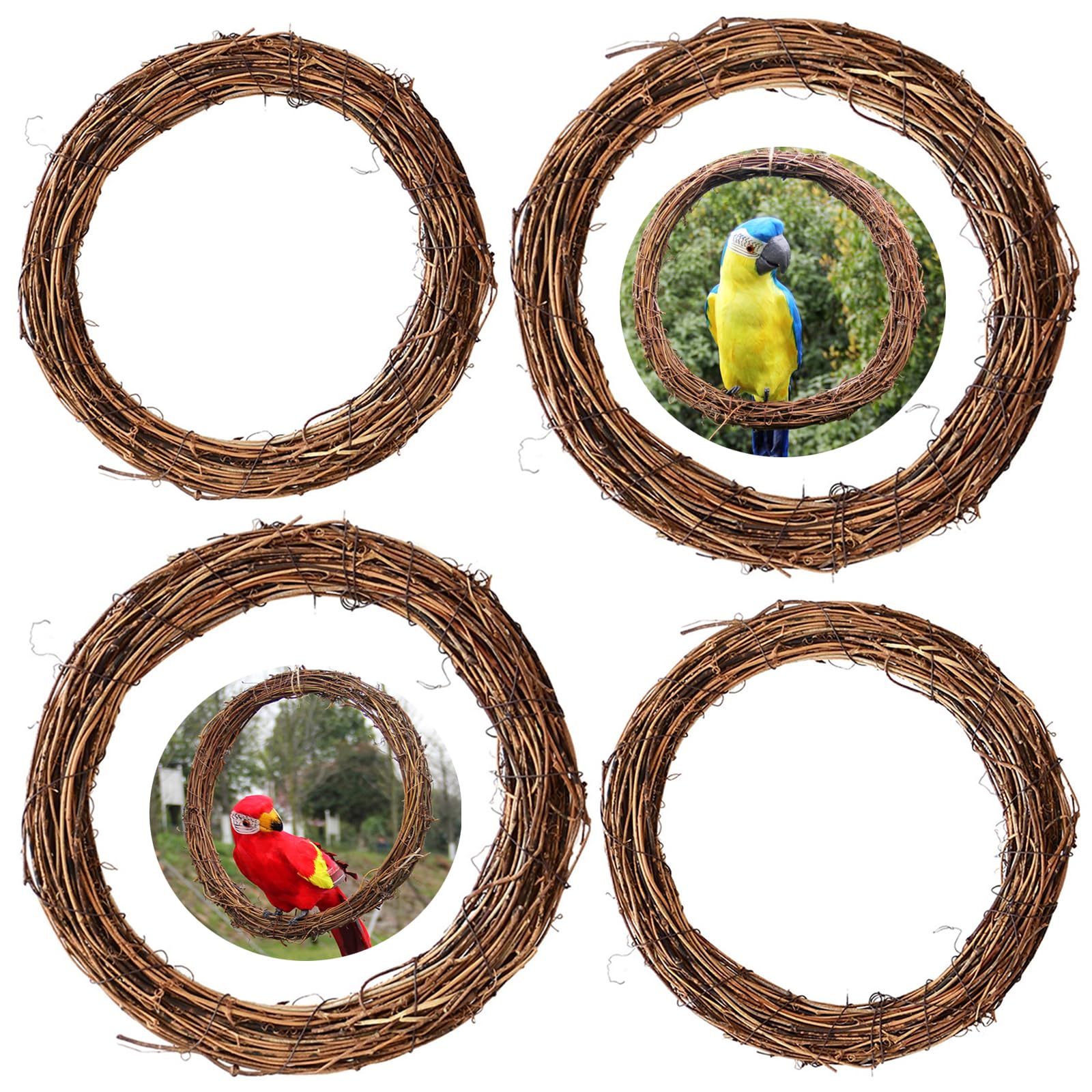 Natural Grapevine Wreaths Bootoow Wedding Rattan Door Wreath Set Vine Branch Hoop Wreath for DIY Door Wreath Wall Hanging Wedding Party Decors (15cm & 20cm)