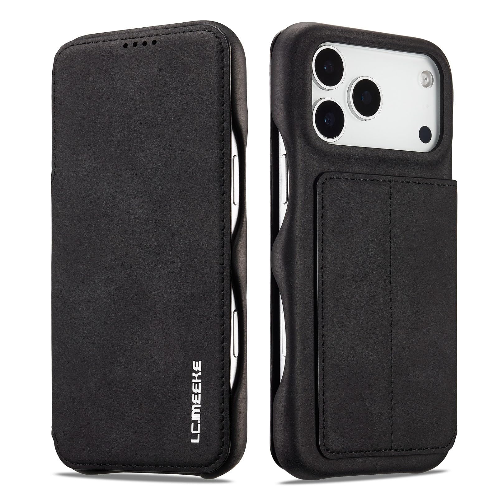 Étui iPhone 17 Air noir rabat magnétique mince coque cuir - 8