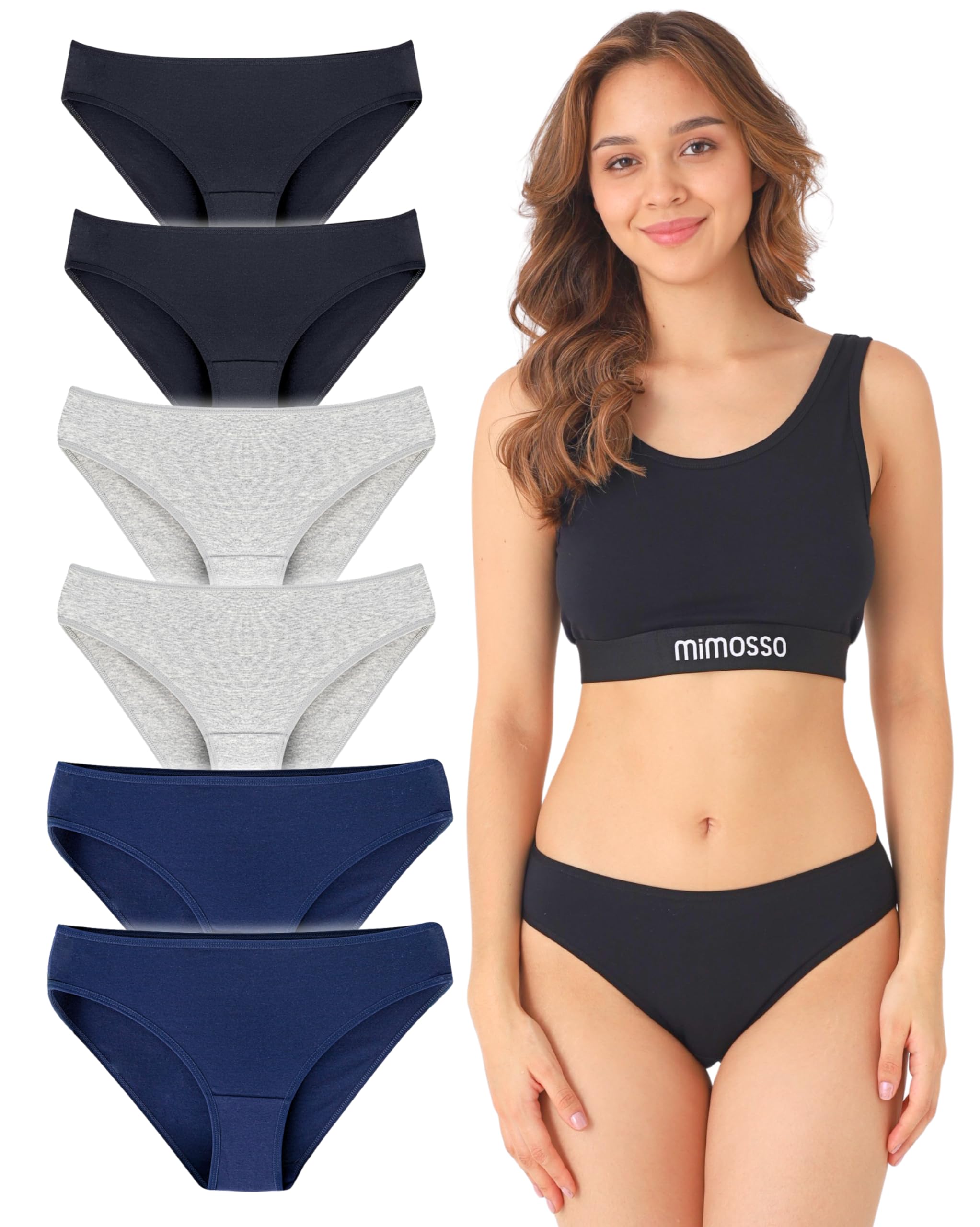 mimosso Unterhosen Damen Baumwolle Slip Atmungsaktiv 6er Pack - Unterwäsche Frauen Ohne Einschneidenden Gummibund - Bio Baumwoll Unterwäsche, GOTS & Oeko‑Tex Zertifiziert In (Gr. XS - 3XL)