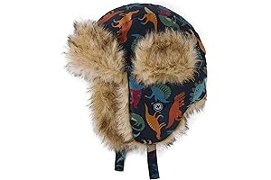 Unisex Baby Winter Trapper Hat with Earflaps, Chin Strap, and Faux Fur Trim