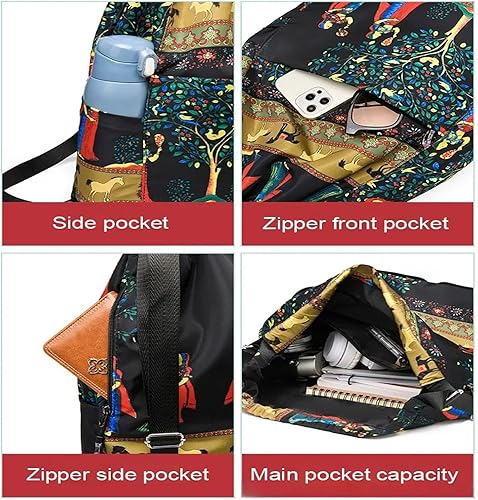 Vista 4 de Mochila deportiva de viaje plegable de gran capacidad con cordón y separación en seco y húmedo, bolsa de gimnasio impermeable con múltiples