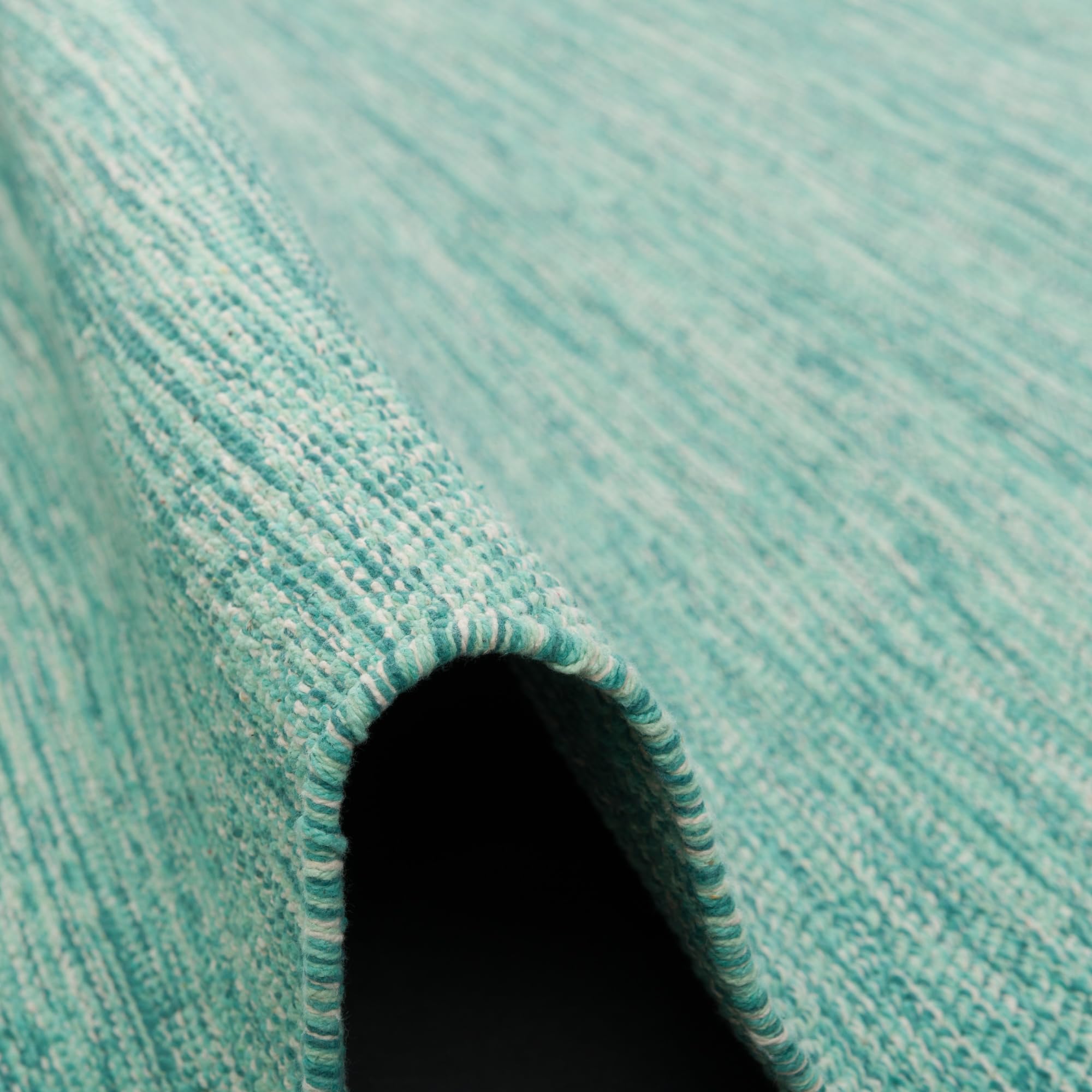 Pergamon Tapis Kilim en Coton Naturel - Couloir, Turquoise Chinée, Durable et Facile à Nettoyer - Idéal pour Salon, Couloir ou Chambre