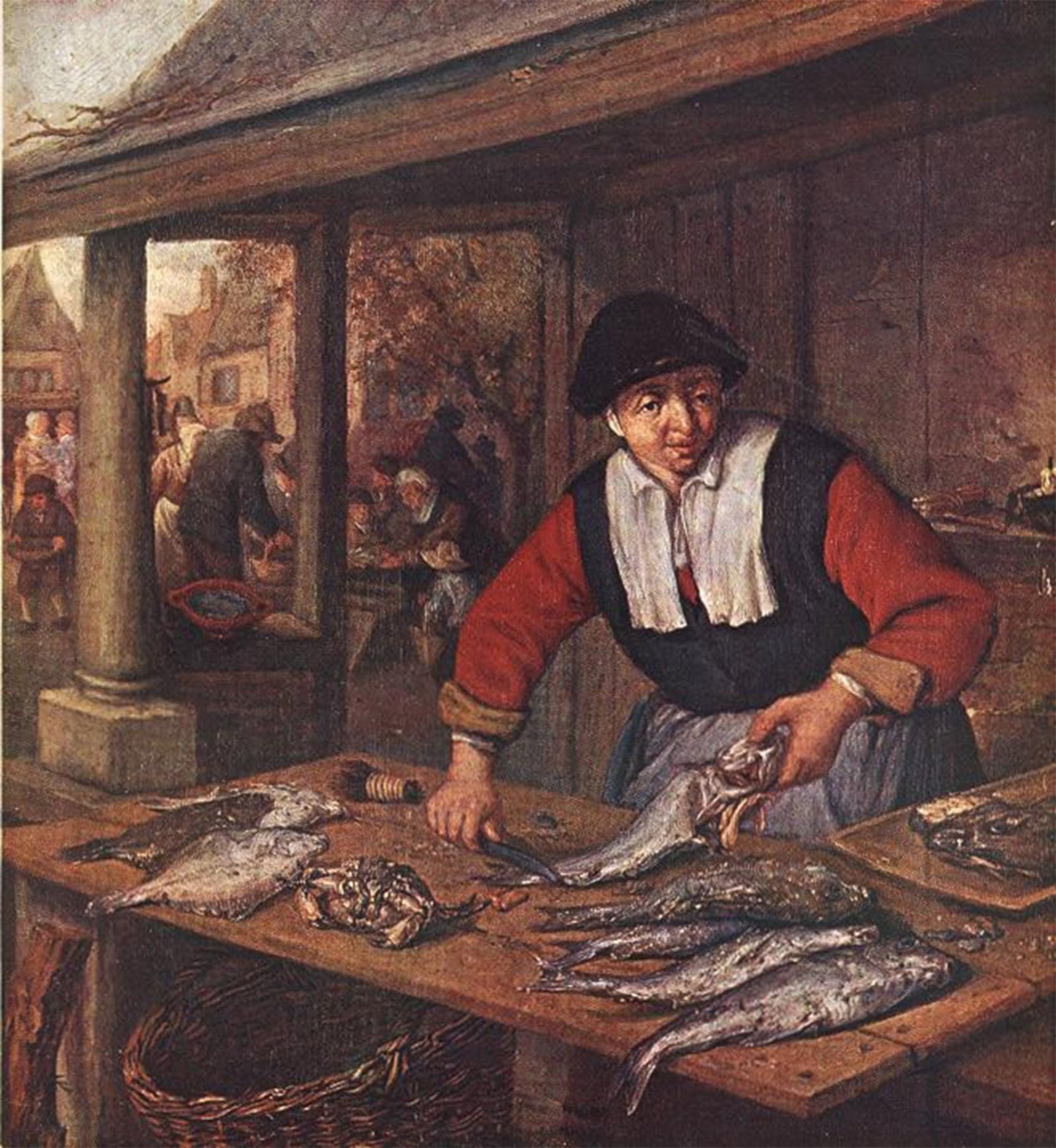 SERENDIPITP Abstract Painting Mural Print Picture Wall Decor Painting the Fishwife by Adriaen Van Ostade Vintage Wall Artwork for Home Decor 60x90cm