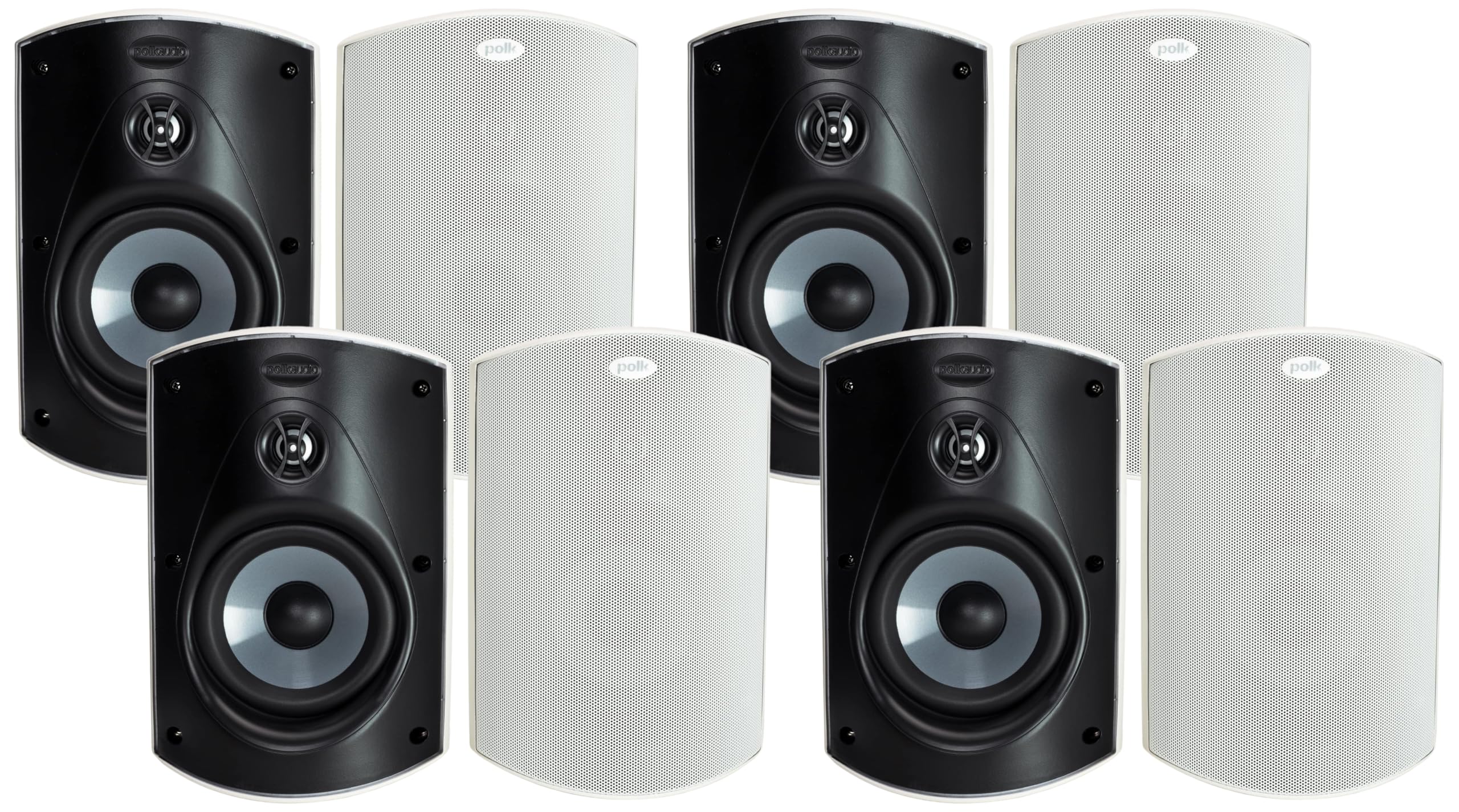 Polk Audio Atrium 6 Outdoor All-Weather Speakers with Bass Reflex Enclosure (Pair, White), Broad Sound Coverage, Speed-Lock Mounting System (Pack of 4)