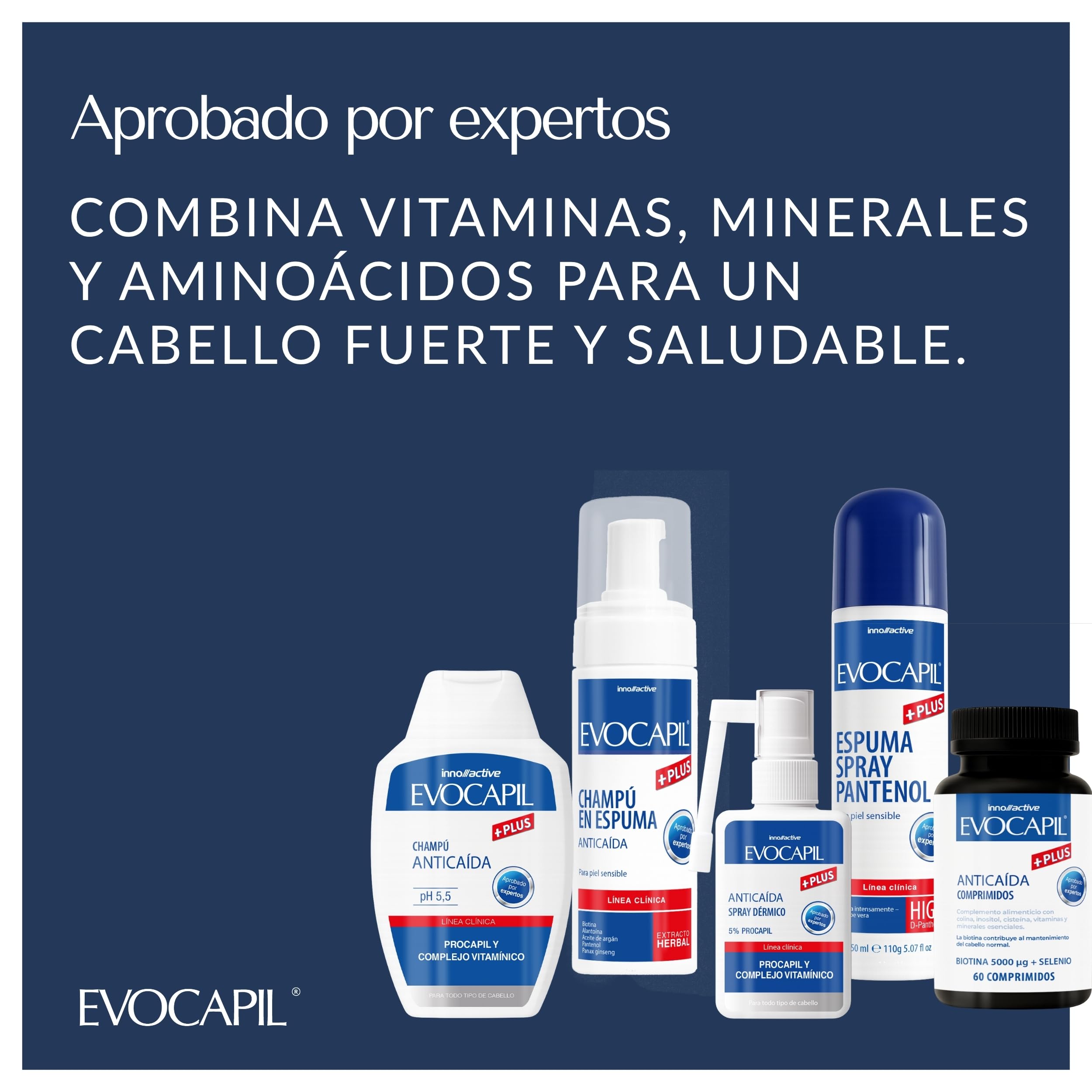 Set 3 Evocapil Plus Vitaminas para el cabello con Biotina, Selenio, Colina, Zinc, 180 comprimidos…