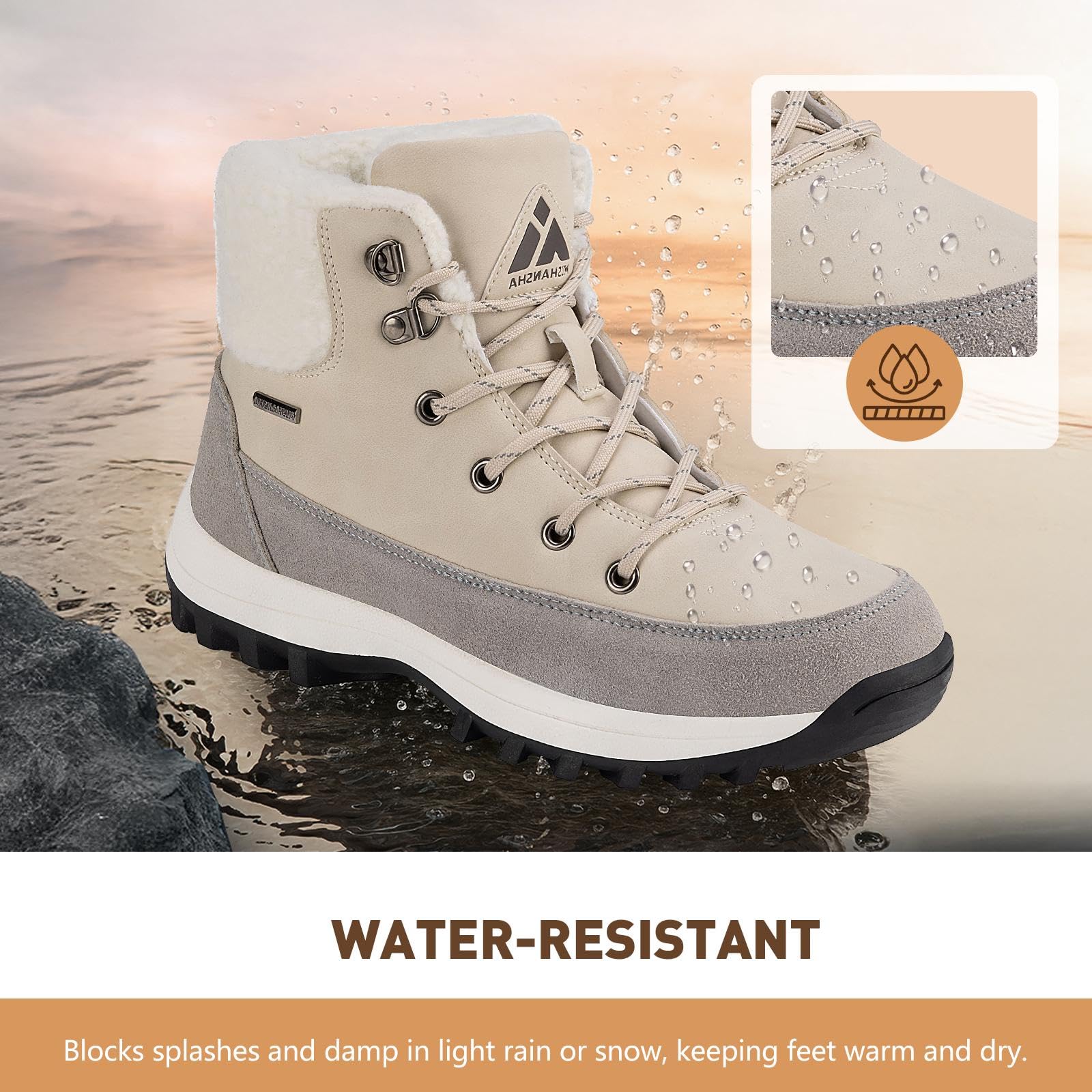 Mishansha Scarpe Invernali Donna Calde Antiscivolo Scarponcini da Neve EU 36-42