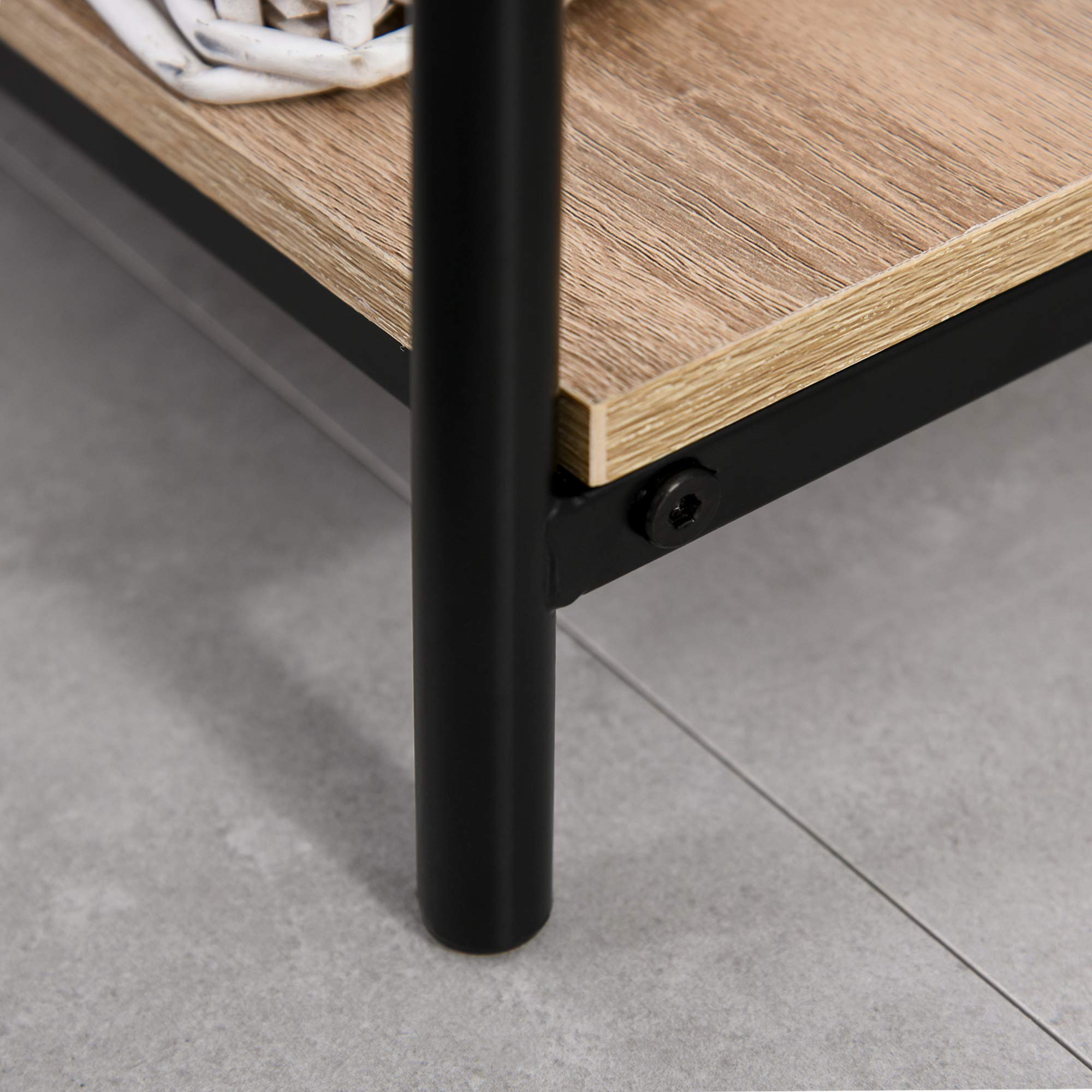 HOMCOM 3 in 1 Appendiabiti con Panca e Scarpiera, 80.5x30x170 cm, Nero | Stile Industriale, Mobile per Ingresso Vintage, Legno e Acciaio