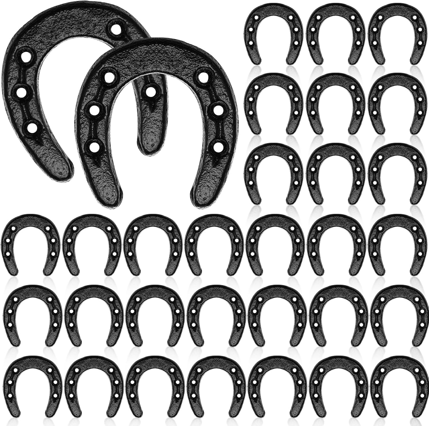 Gisafai 30 Pack 1.77 x 2 Inch Cast Iron Horseshoe for Crafts or Decor Western Theme Wall Decor Mini Older Iron Horseshoes for Wall Hung Durable Horseshoe for Good Lucky Party Favor Decoration