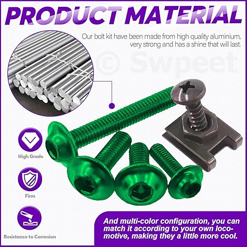 Miniatura 4 de Swpeet Kit surtido de pernos de carenado para motocicleta, 177 unidades, 2 tamaños, M5 M6, tornillos de parabrisas para motocicleta, fijación,