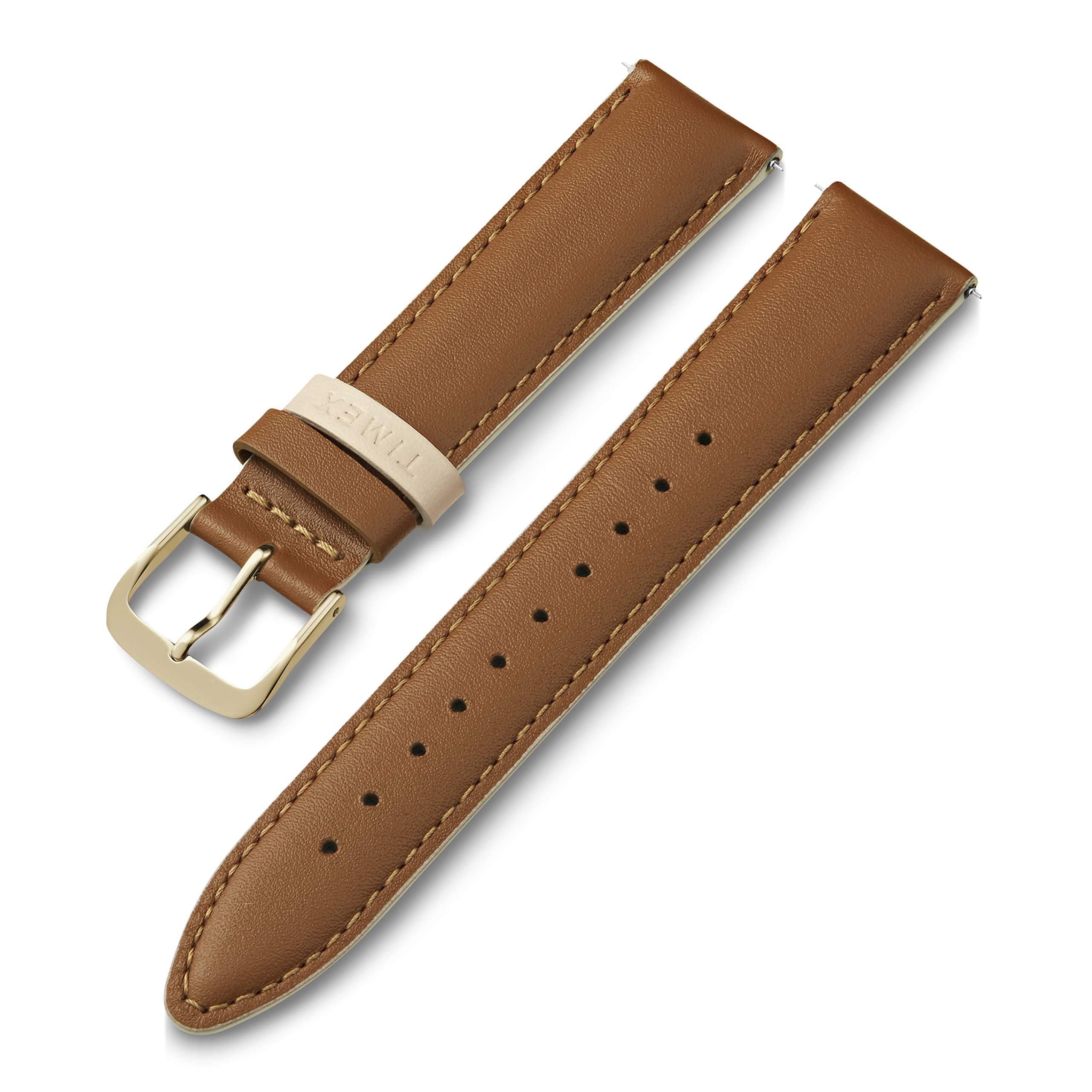 Timex 20mm Genuine Leather Strap – Gray with Rose Gold-Tone Buckle