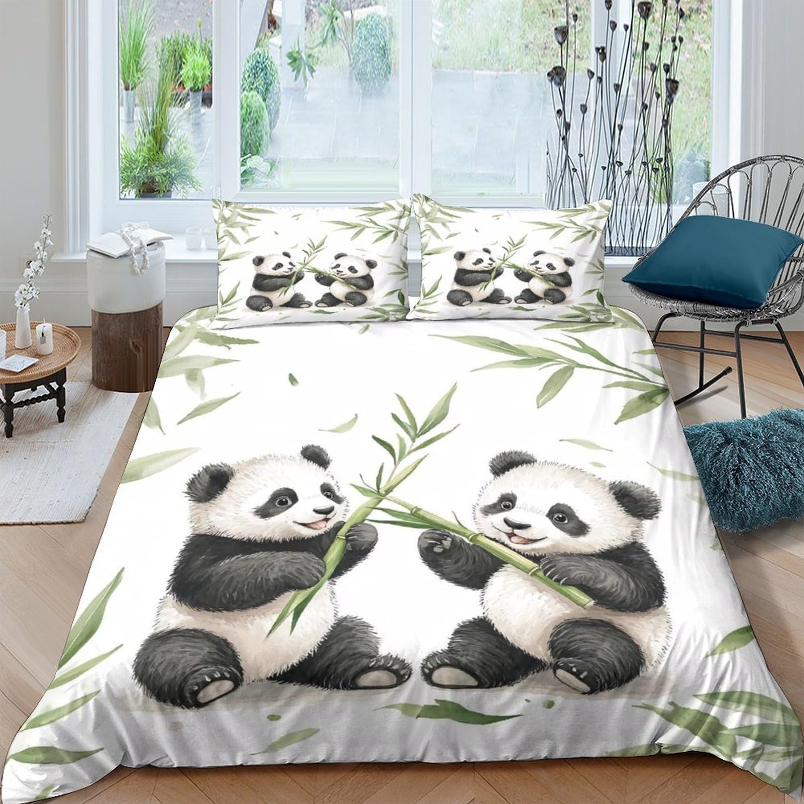 Ctjqhvkz Style-6 3D Printed Panda Bamboo Fitted Sheet Microfiber Soft Anti-Slip Bed Sheet For Bedroom Dorm Room Mattress Protection Decor Single（135X200cm）