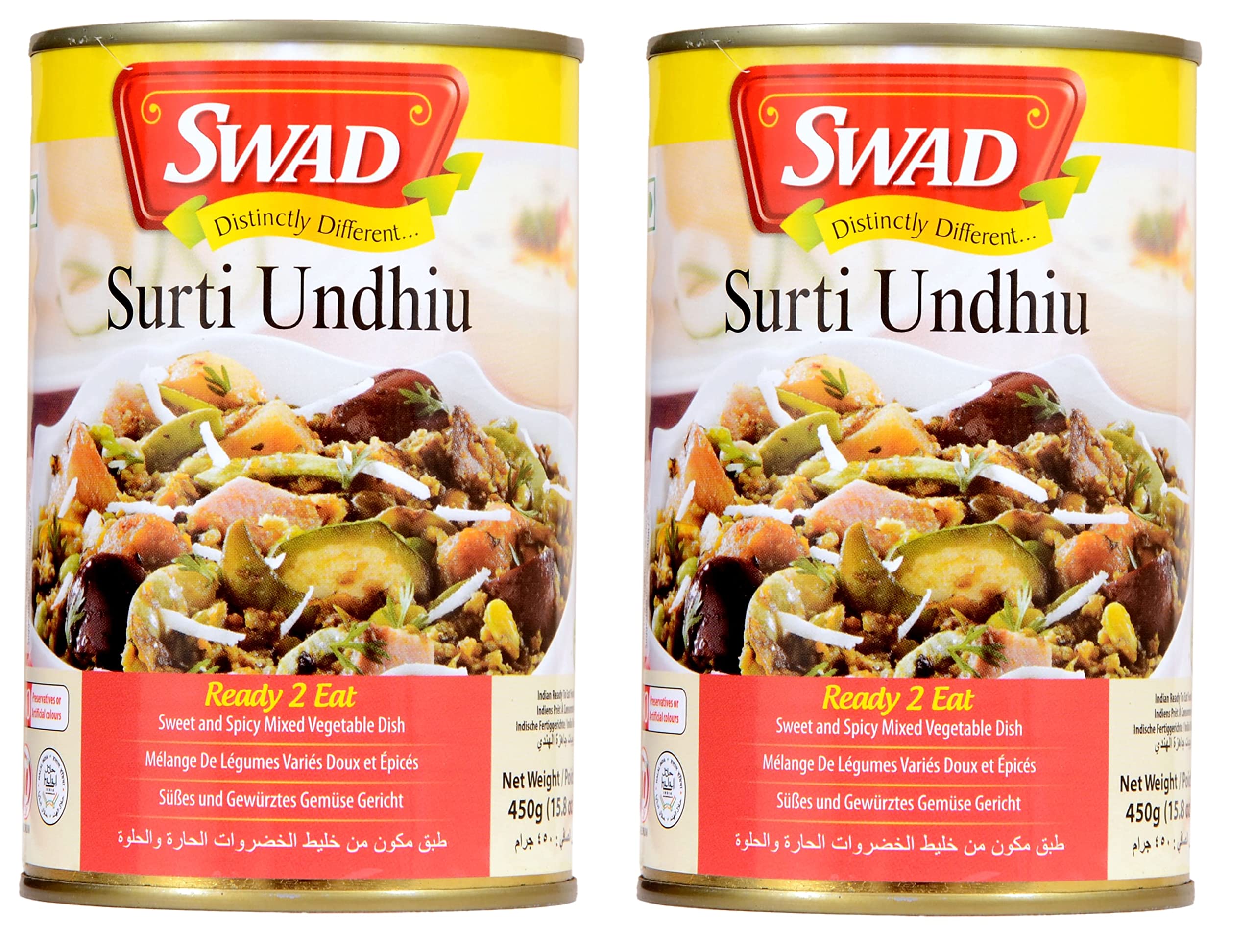 Swad Ready to Eat Surti Undhiu Instant Mix Vegetarian Heat & Eat with No Added Preservative - 450 Grams (Pack of 2)