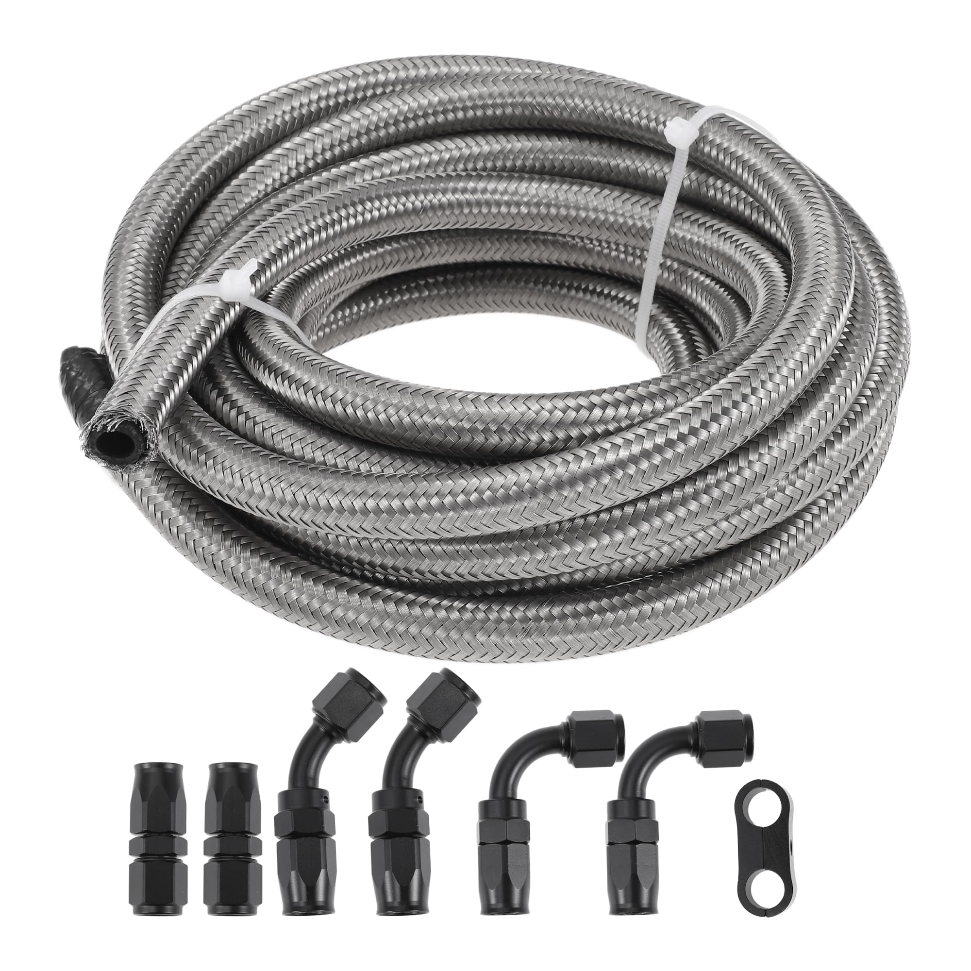 Tuyau de carburant AN-6 anti-fuite avec adaptateurs 90 et 45 degrés pour circuit auto fiable