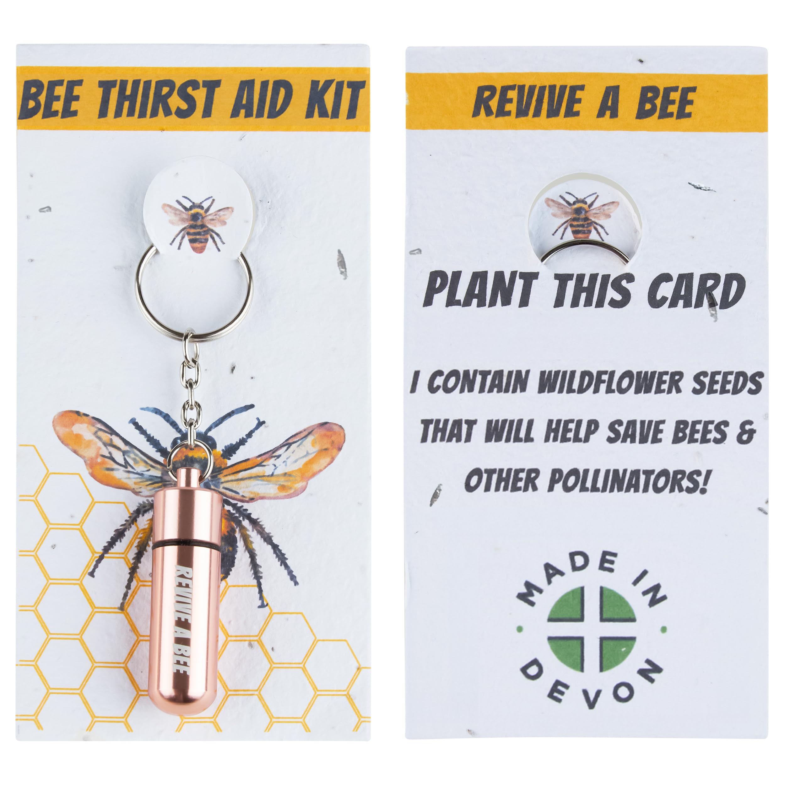 Revive a Bee Rose Gold Bee Revival Kit Keychain with Sugar Syrup to Help Rescue Bees - A Perfect Bee-Saving Gift