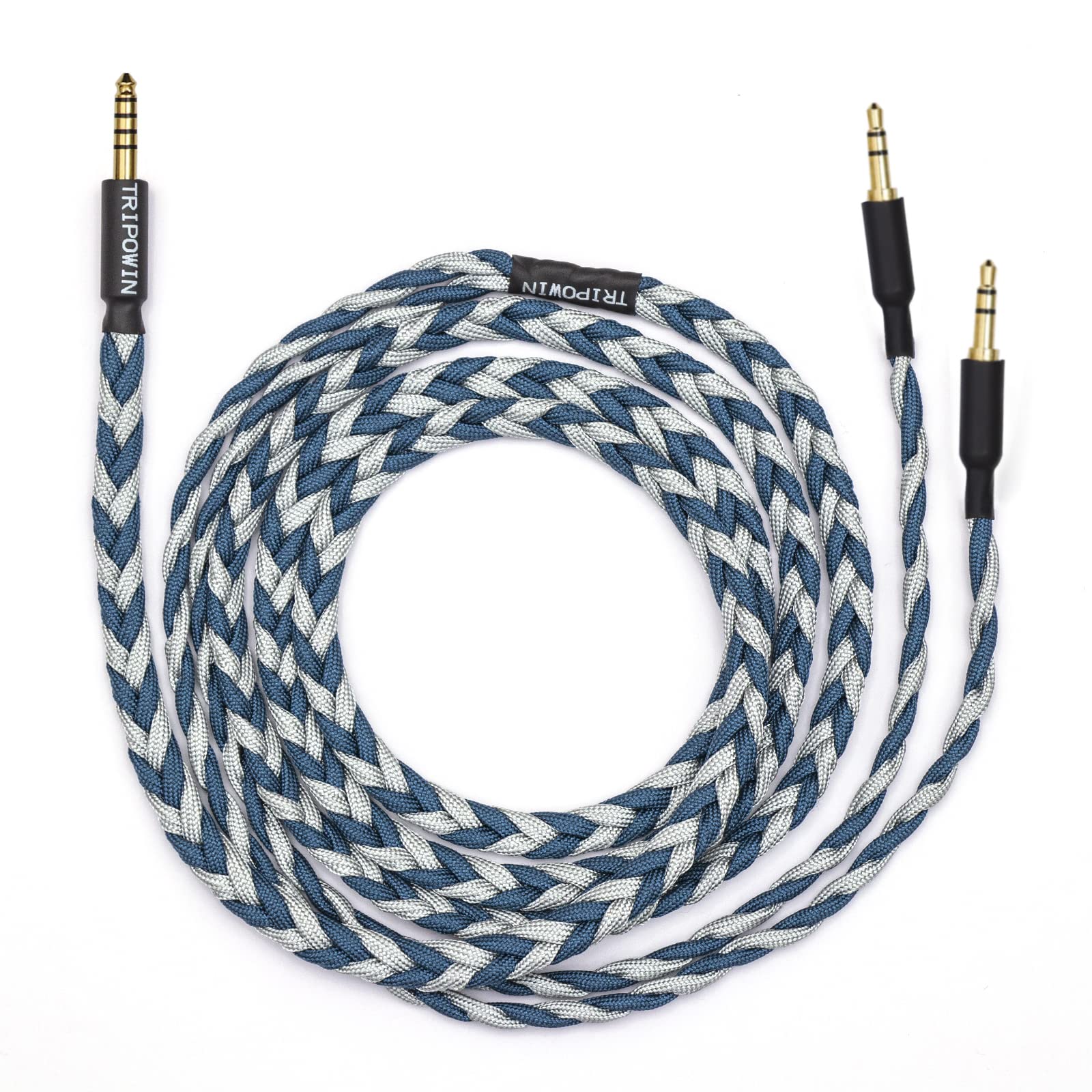 Linsoul Tripowin GranVia Upgraded OFC High Purity Headphone Audio Replacement Cable, Dual 3.5mm Connector to Headphone Cable for HE4XX/HE-400i/HE400se (Dual 3.5mm, 2m length, Blue, 4.4mm Plug)