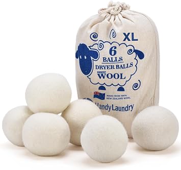 Wool Dryer Ball - Natural Fabric Softener - Reusable - Reduces Clothes Wrinkles and Reduces Drying Time - Large Dryer Balls are a great alternative to plastic balls and liquid fabric softeners