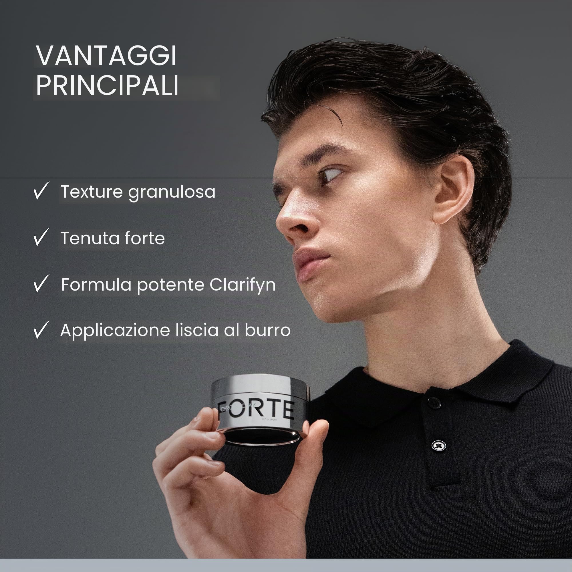 Alex Costa Forte Series Argilla Cromata – Tenuta Forte per Capelli da Uomo | Finitura Opaca, Volumizzante e Miglioramento della Texture | Caolino, Biotina e Aloe Vera | Leggero, Rimodellabile e Facile