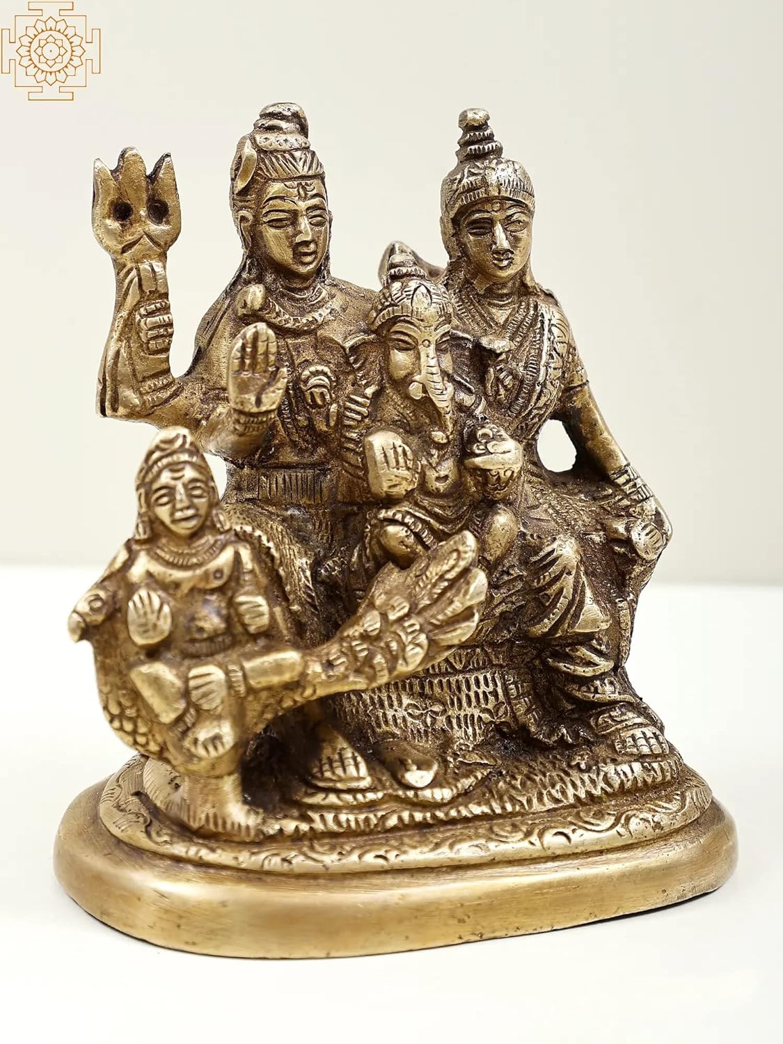 Exotic India 4" Small Brass Shiva Parivar - Brass