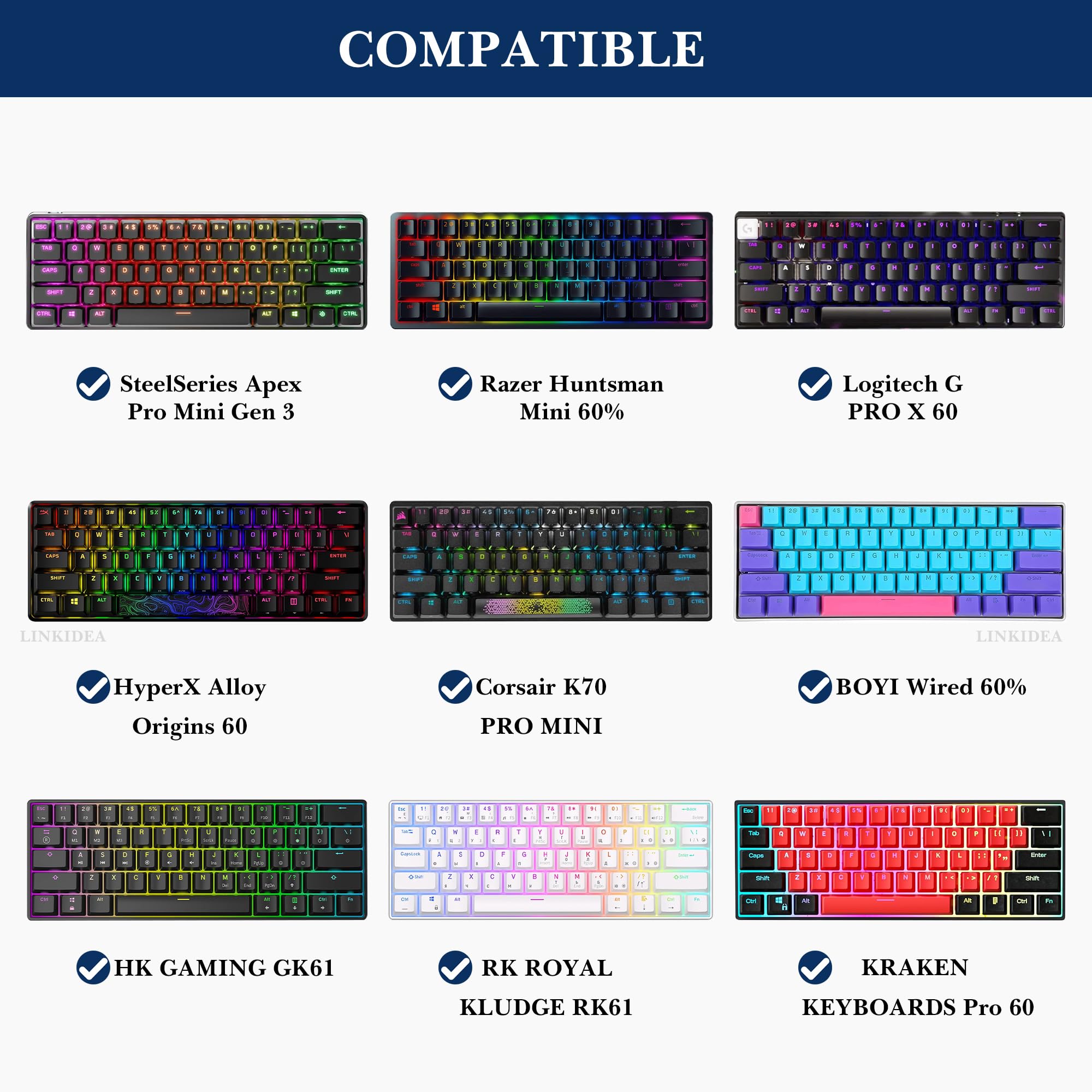Linkidea Étui de Voyage Rigide pour Clavier Compact 60%, Ordinateur 61 Touches sans Fil/Filaire - Boîte de Transport de Protection - Compatible avec Razer Huntsman Mini 60%, Logitech G Pro X 60,