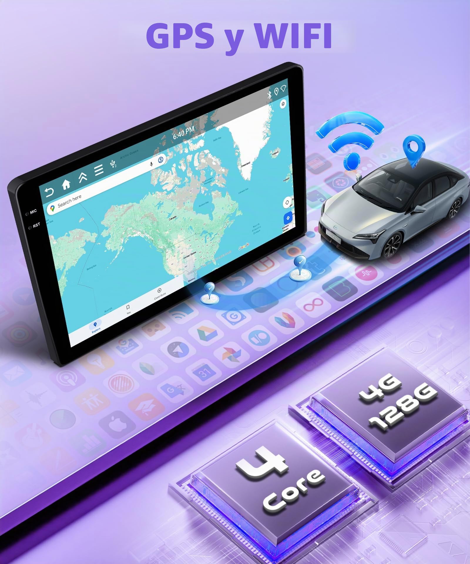 4G+128G Inalámbrico Carplay Android Radio Coche para Mercedes Benz Smart Fortwo 451 2005-2010 9 Pulgadas Incell Pantalla Radio Coche Android Auto GPS Navi WiFi Bluetooth FM/RDS EQ/SWC Cámara Trasera