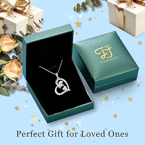 Miniatura 6 de FJ Collar de mariposa para mujer, plata de ley 925, dije de piedra natal de corazón, joyería de regalo para esposa, novia, madre, hija