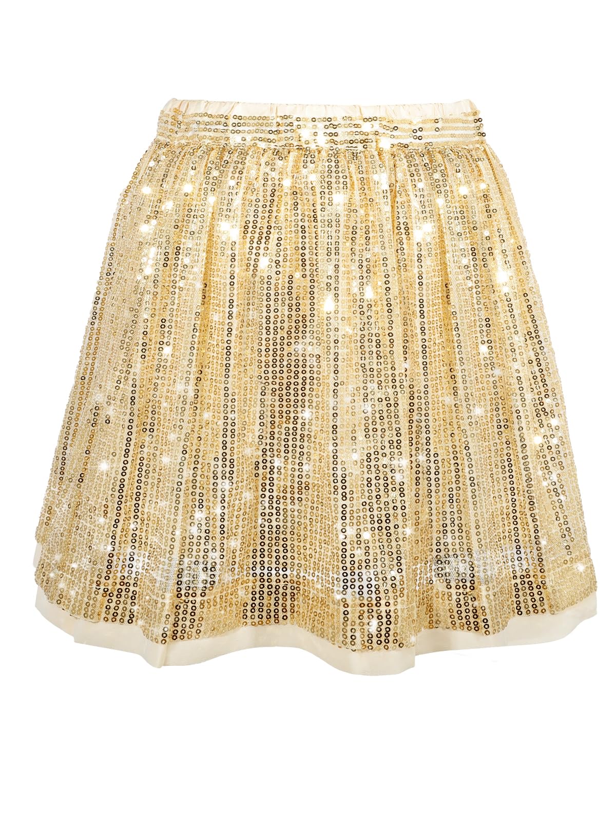 Pailletten Rock Mädchen Glitzer Rock Kinder A-Linie Glitzerrock Disco Outfit für Festlich Party 5–14 Jahres