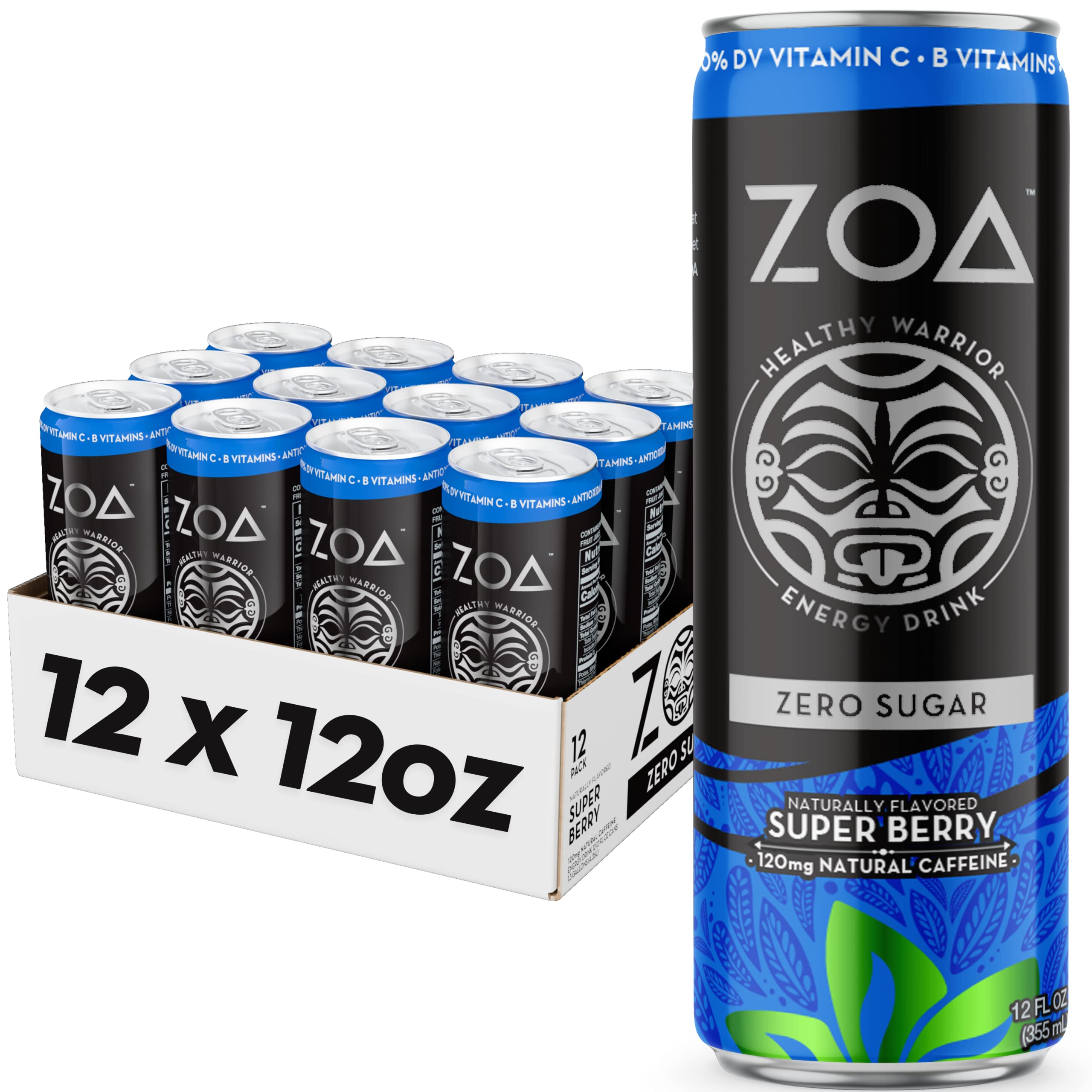 Buy ZOA Sugar Free Energy Drink Super Berry 12 Fl Oz Healthy Energy