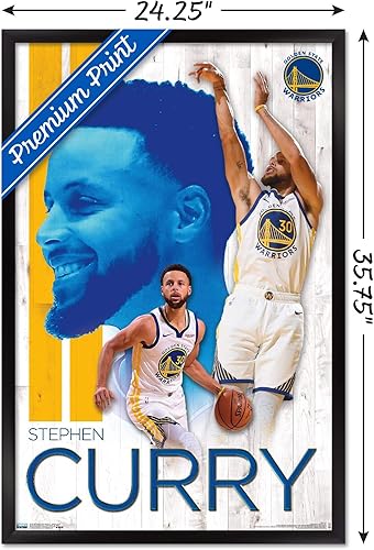 Miniatura 3 de Trends International NBA Golden State Warriors - Póster de pared de Stephen Curry 19, 22.375 x 34 pulgadas, versión enmarcada en negro